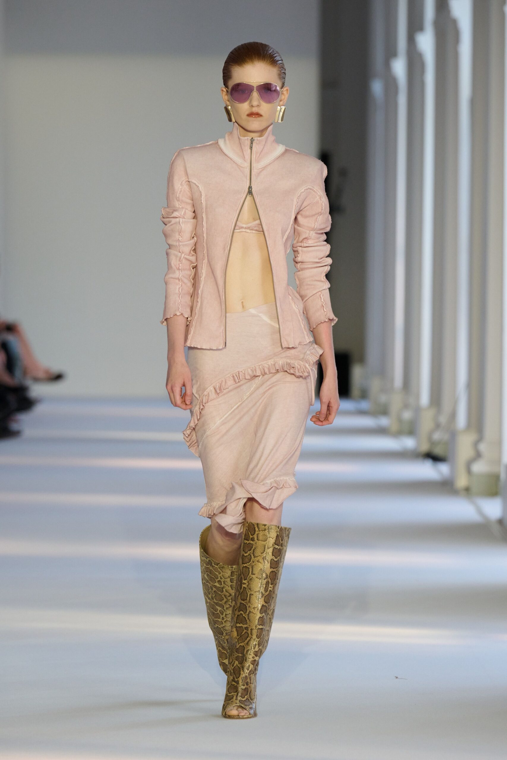 gold leather fitted animal-print boots