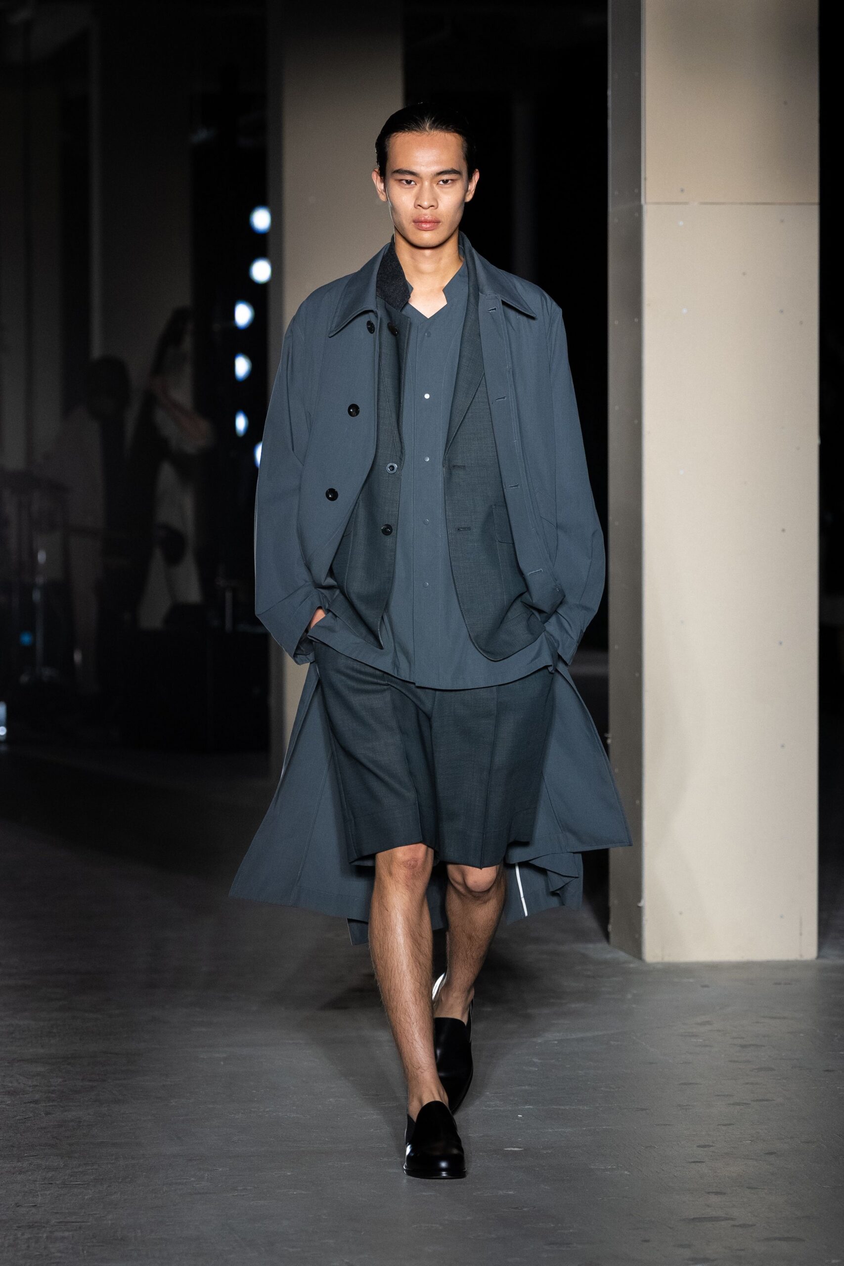 blue cotton relaxed coat