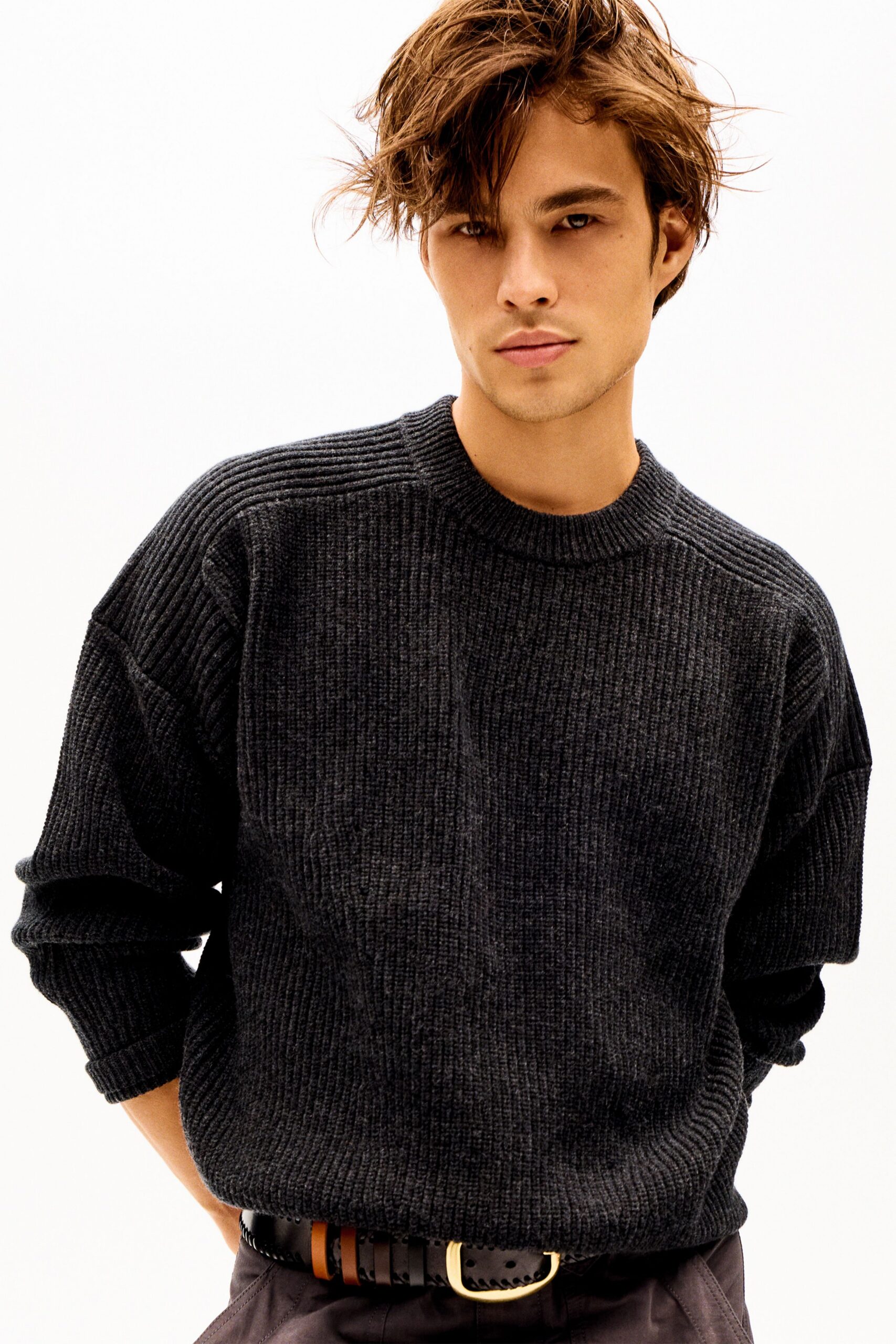 black wool relaxed sweater