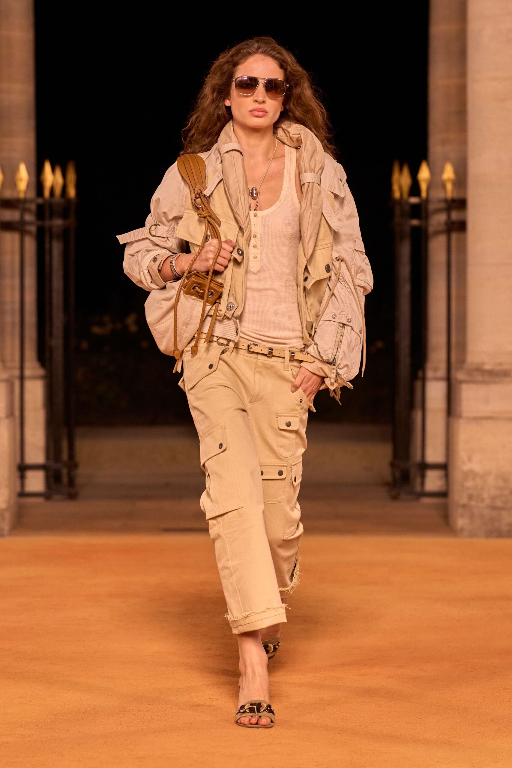 beige cotton relaxed cargo pants