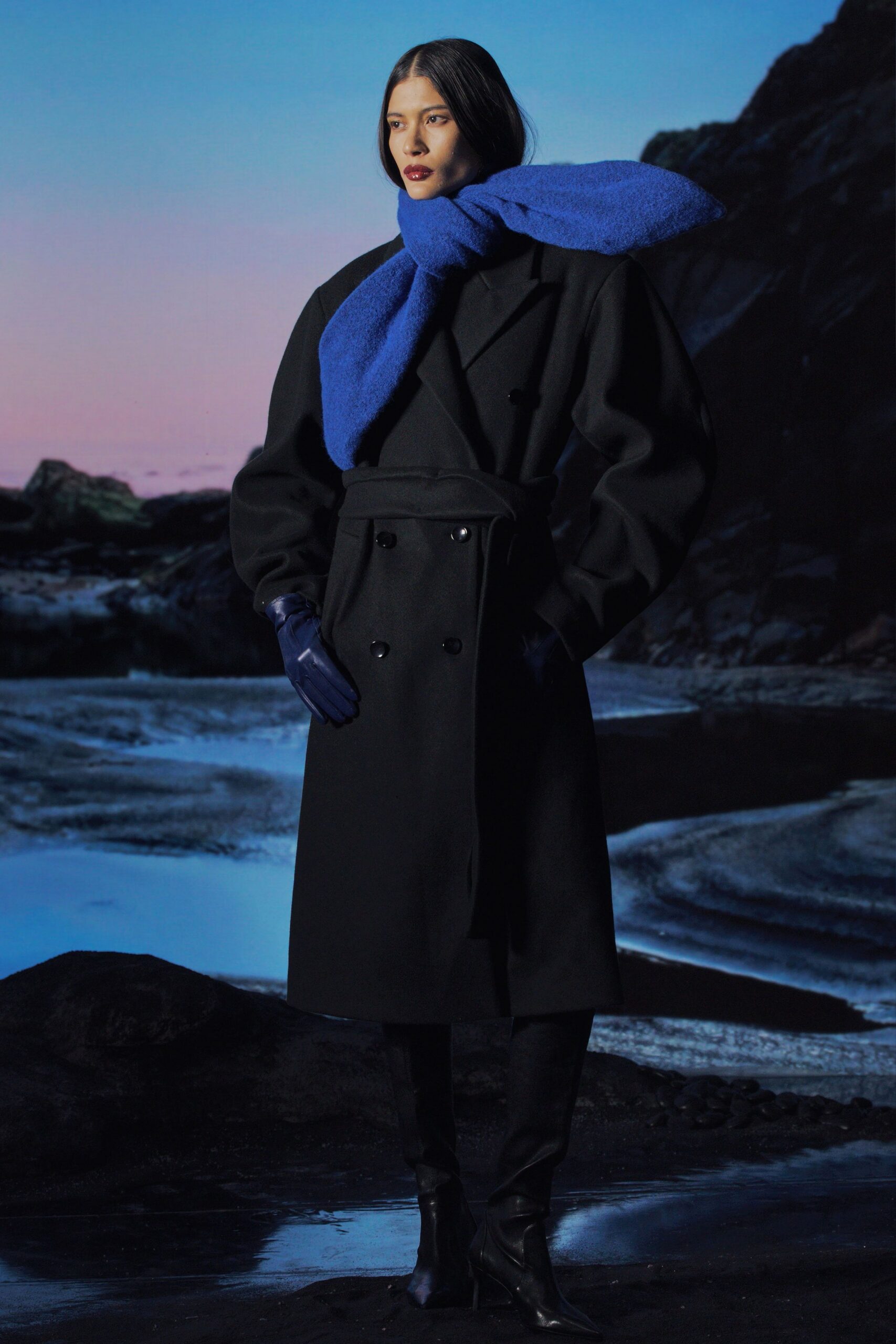blue wool scarf