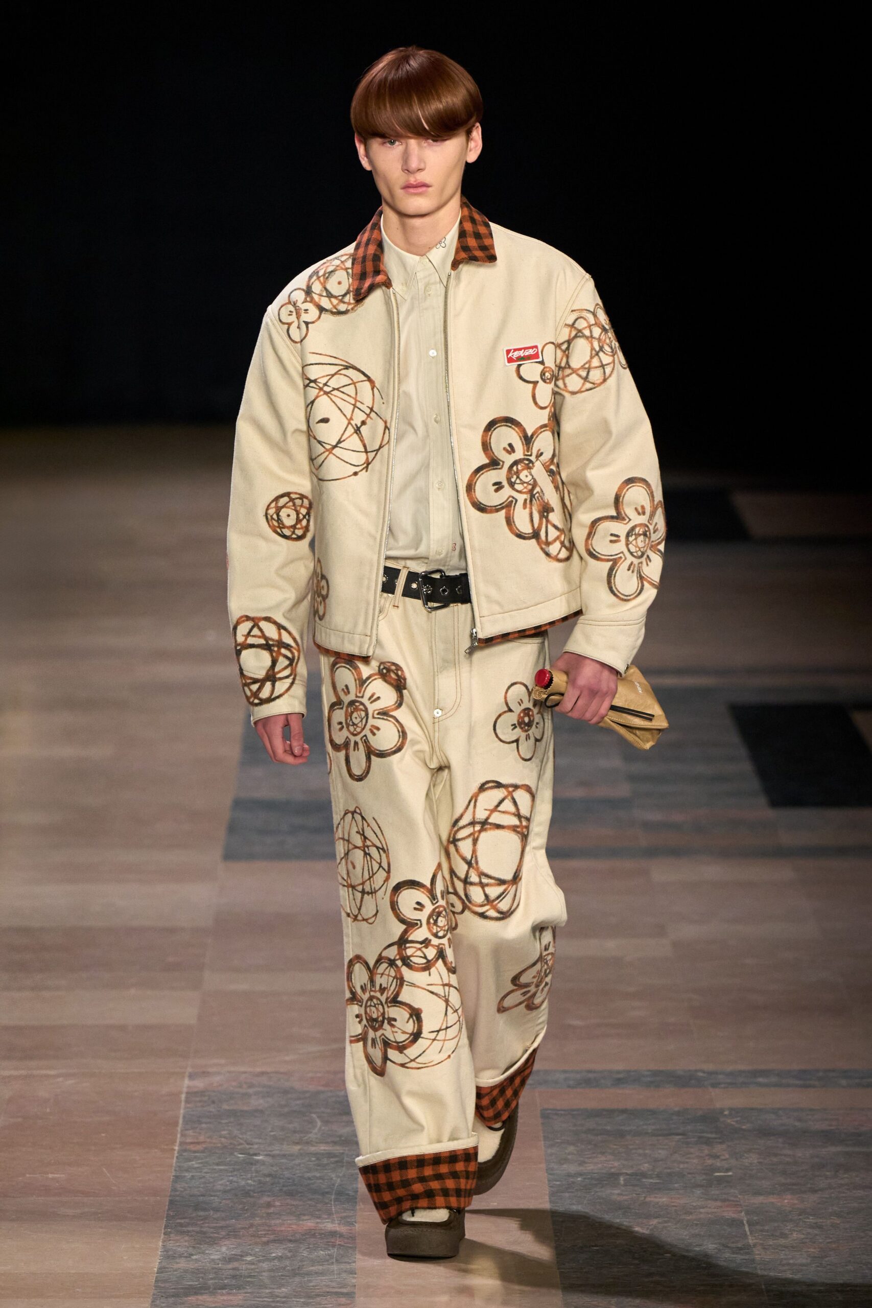 beige embroidered jacket and pants