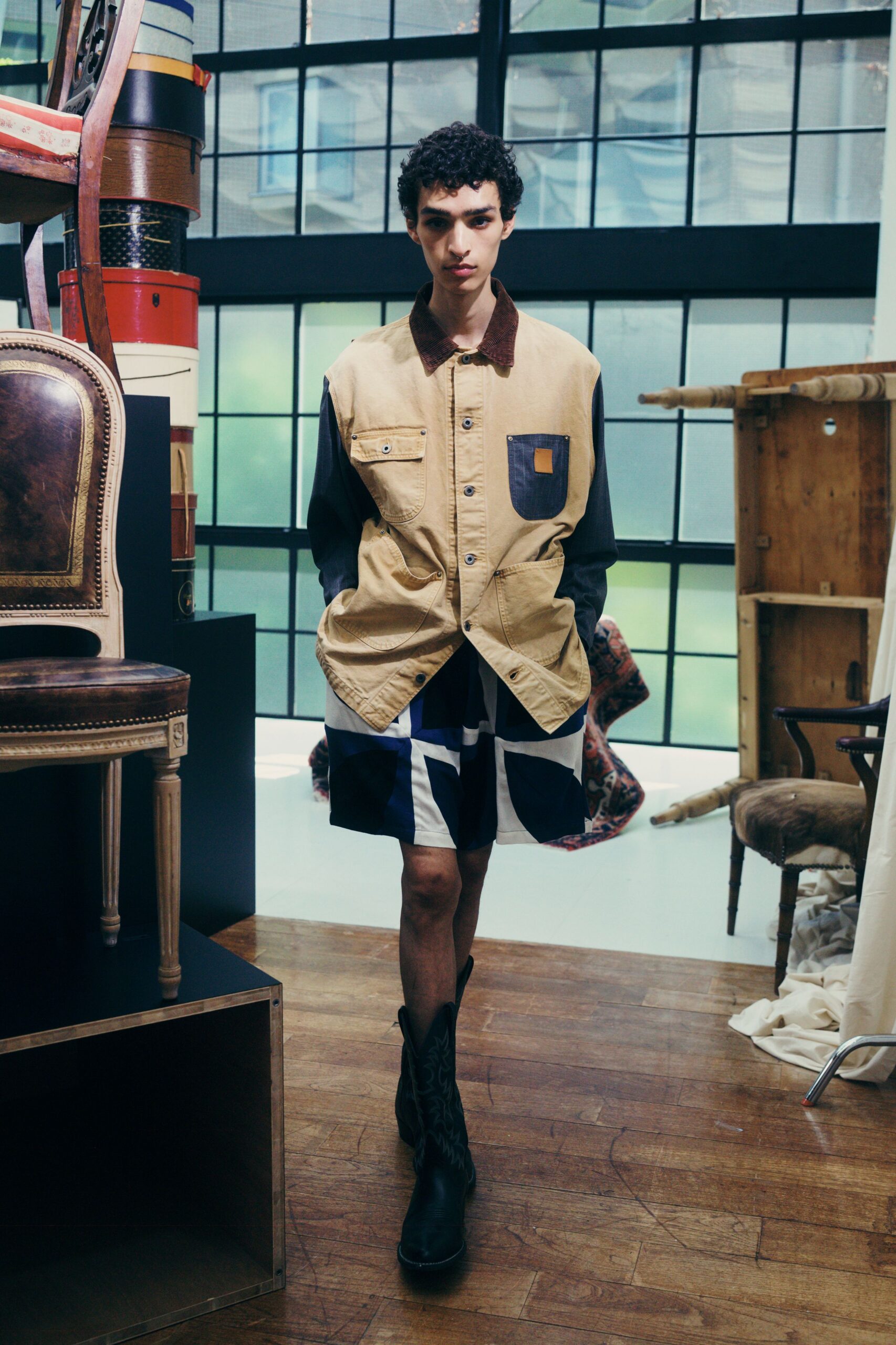 blue cotton relaxed printed short shorts