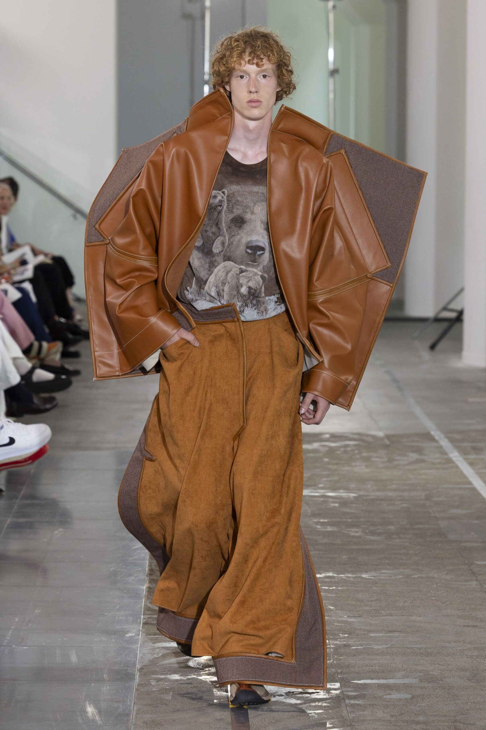 brown suede relaxed wide-leg pants
