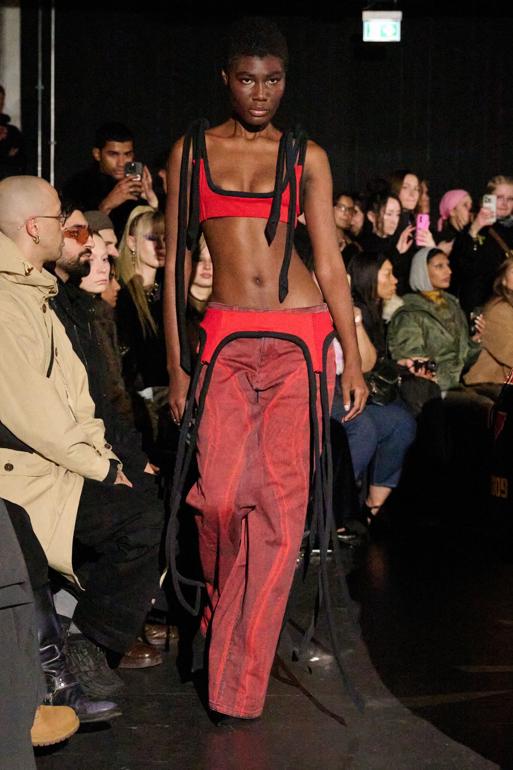 red sleeveless fitted cropped top