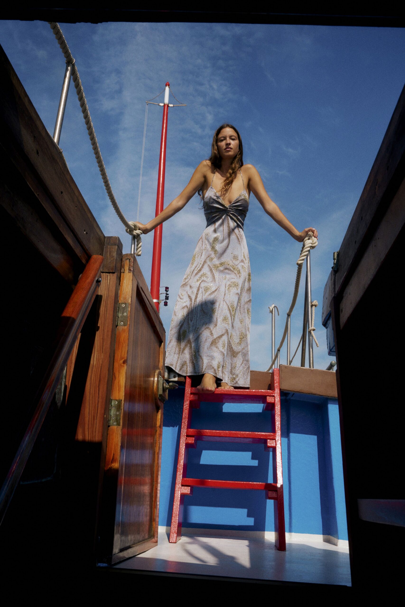 multi-colored silk sleeveless dress