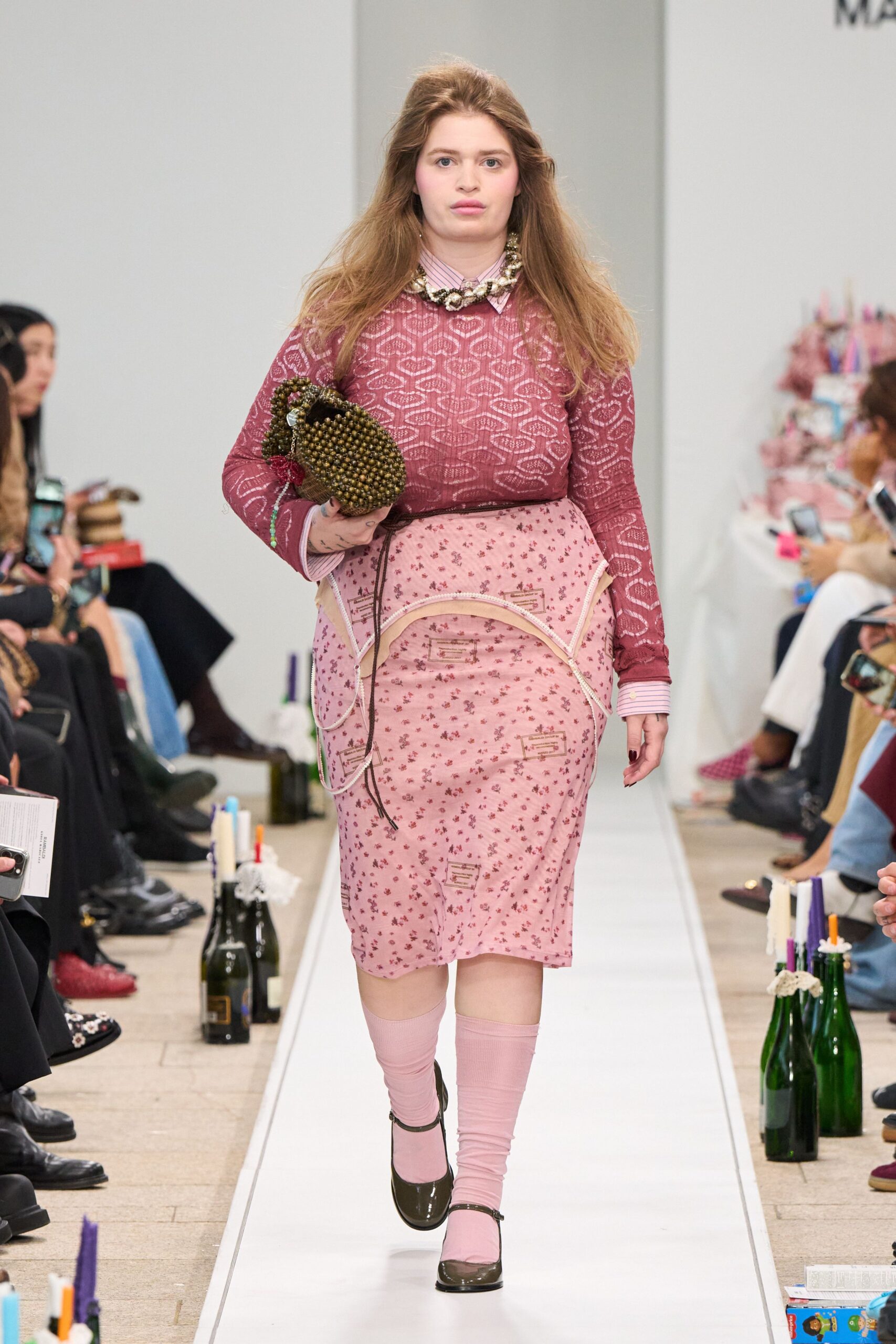 pink cotton long-sleeve collared fitted embroidered sweater