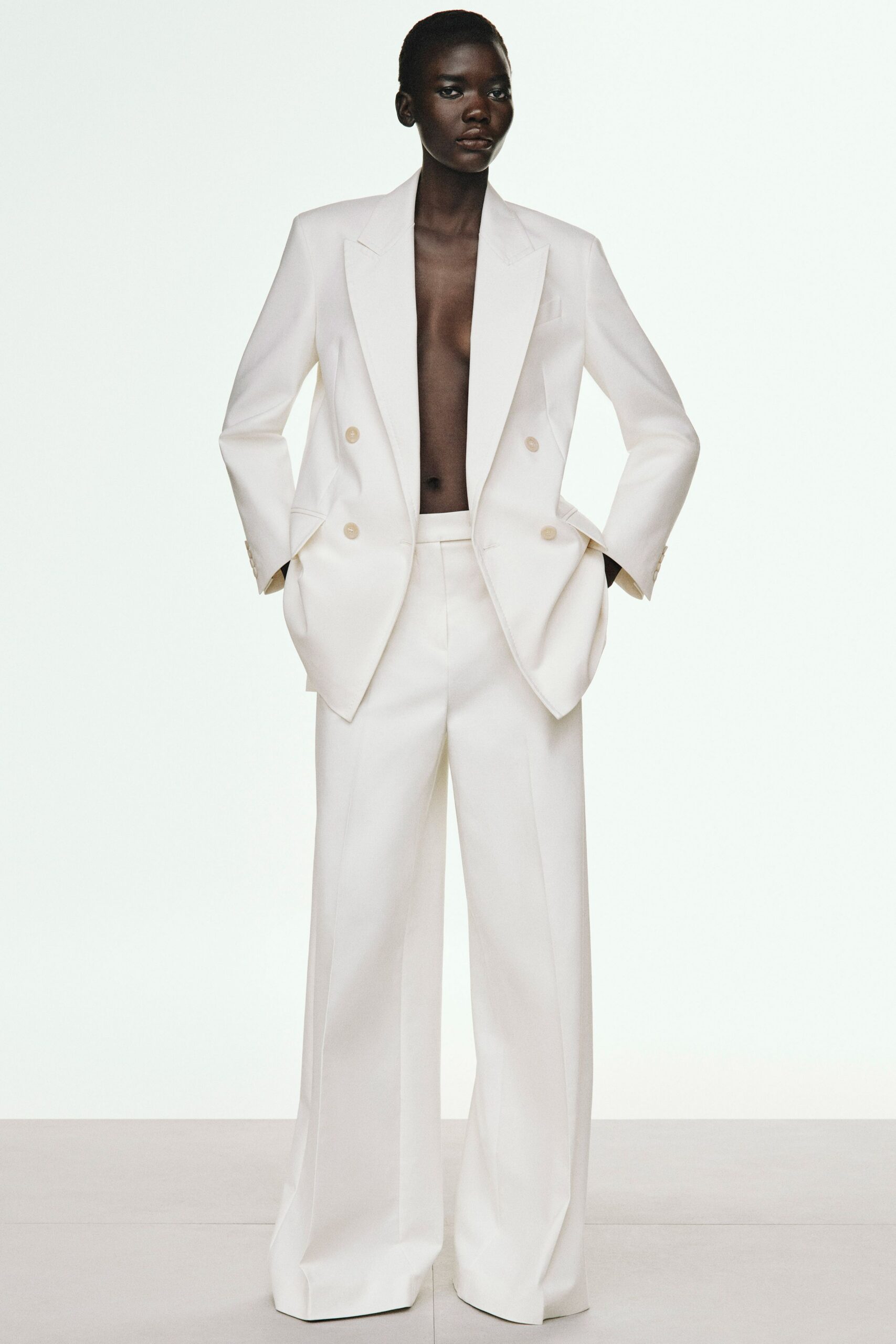 white tailored suit