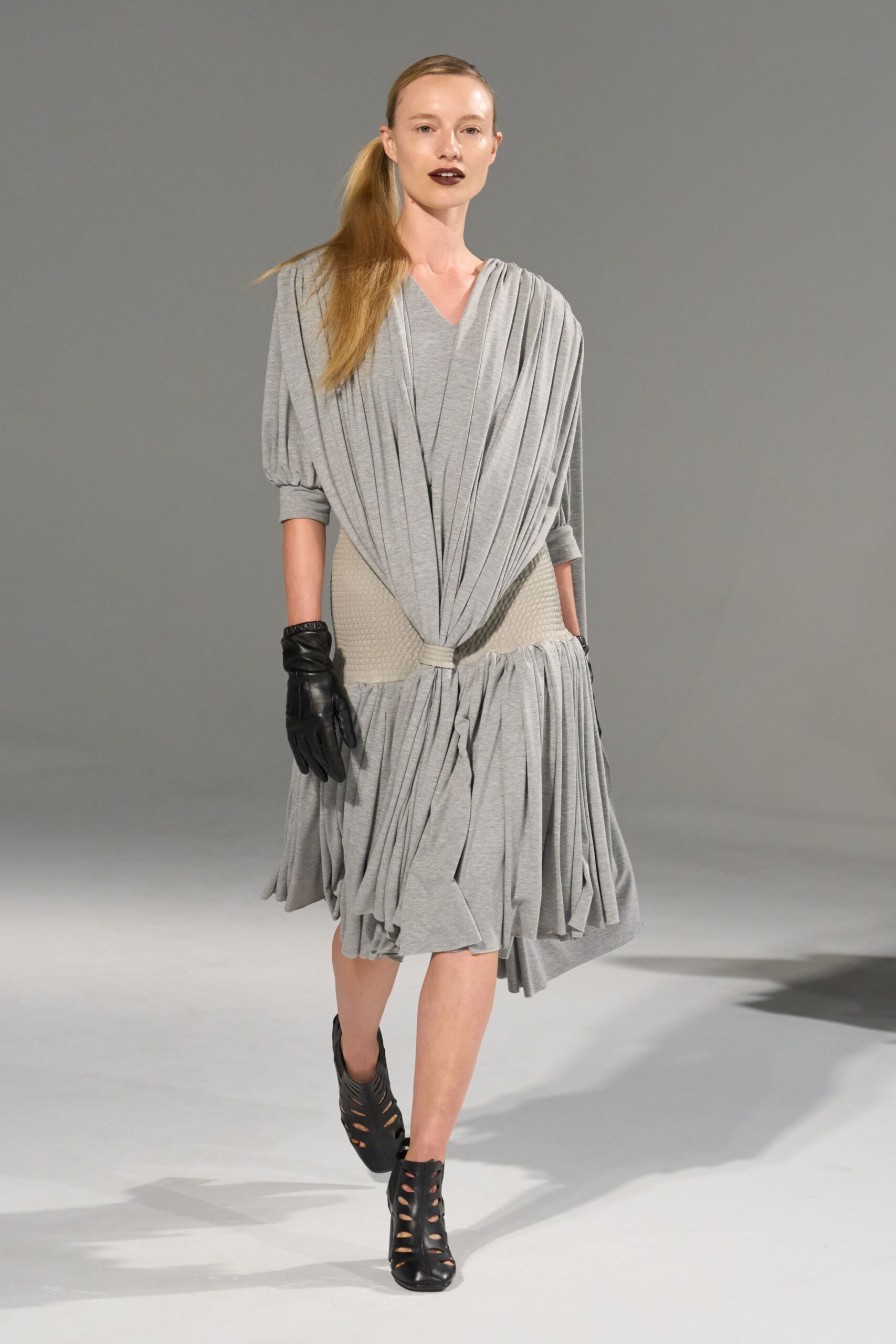 gray relaxed midi dress
