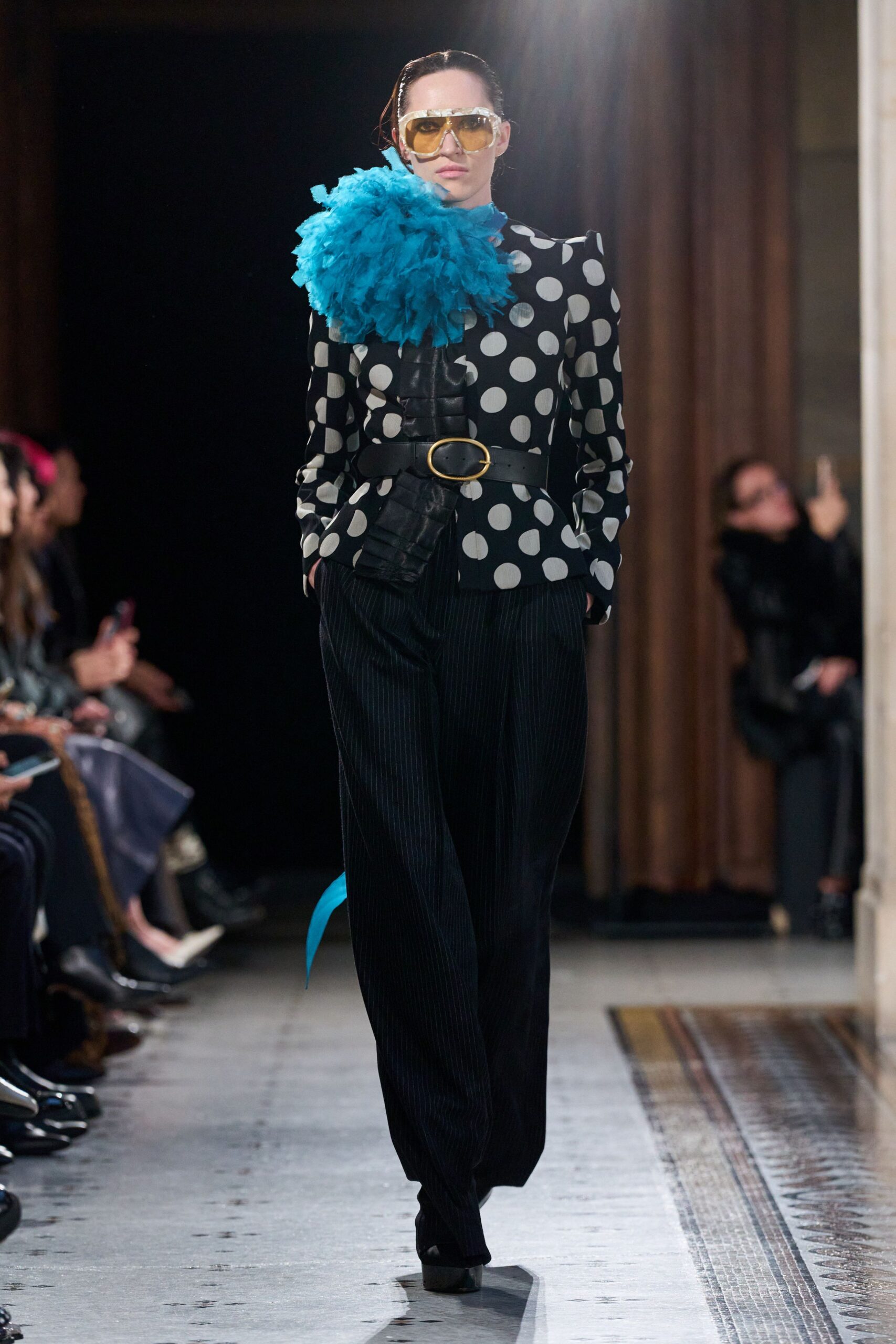 blue feather scarf