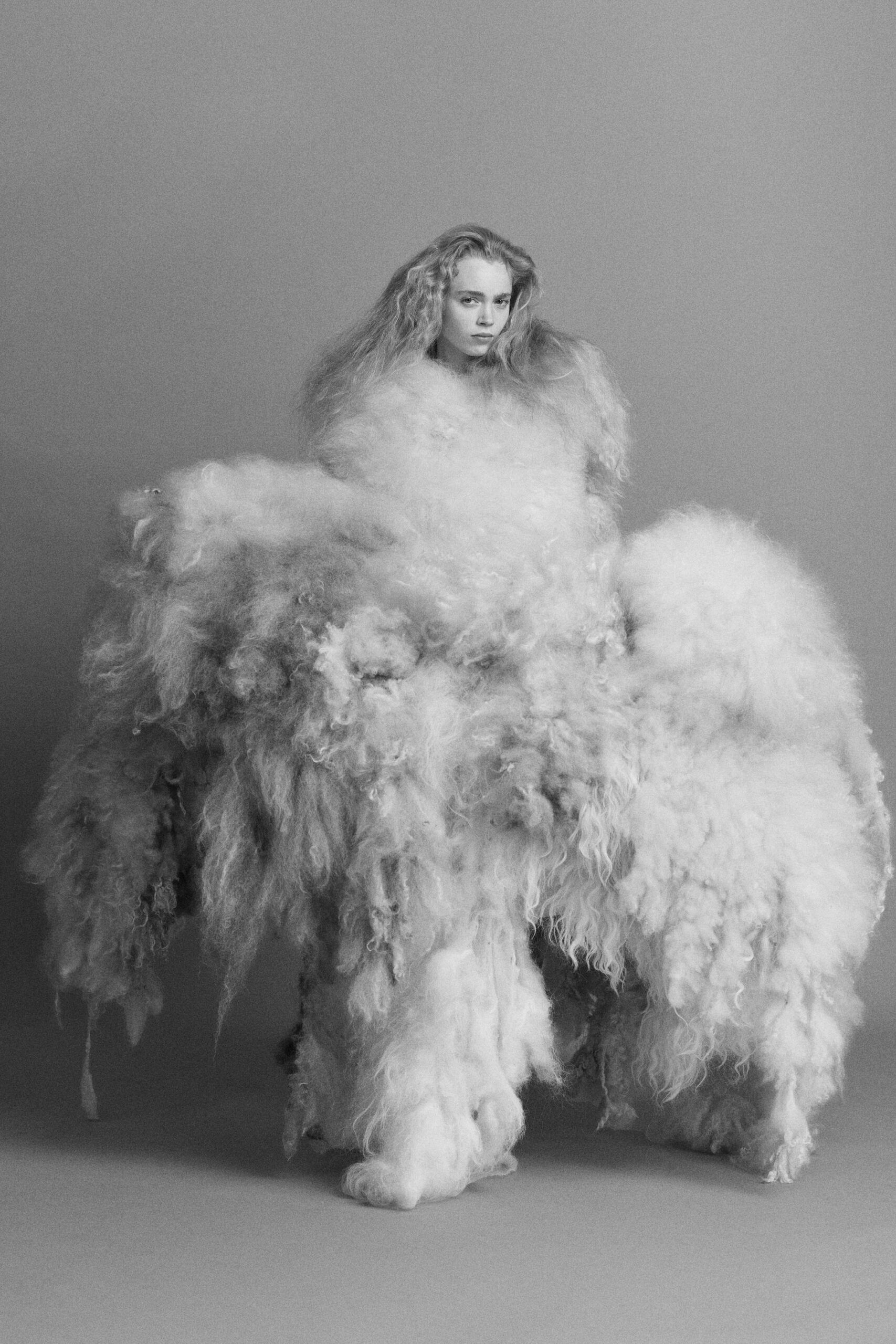 oversized white fur dress