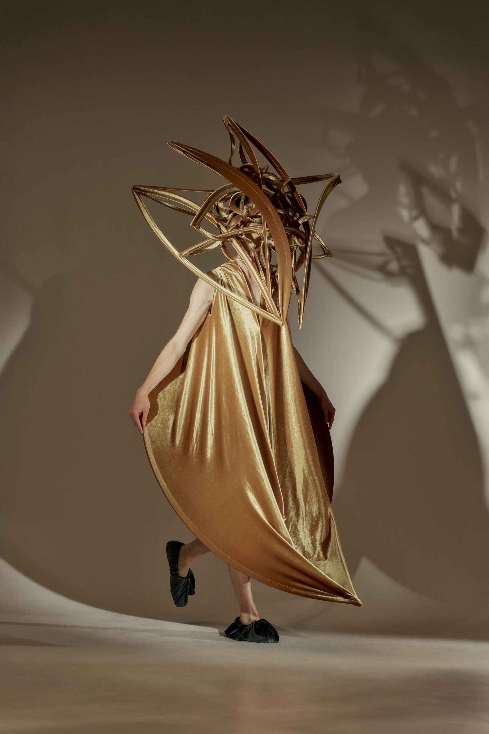 gold satin sleeveless dress