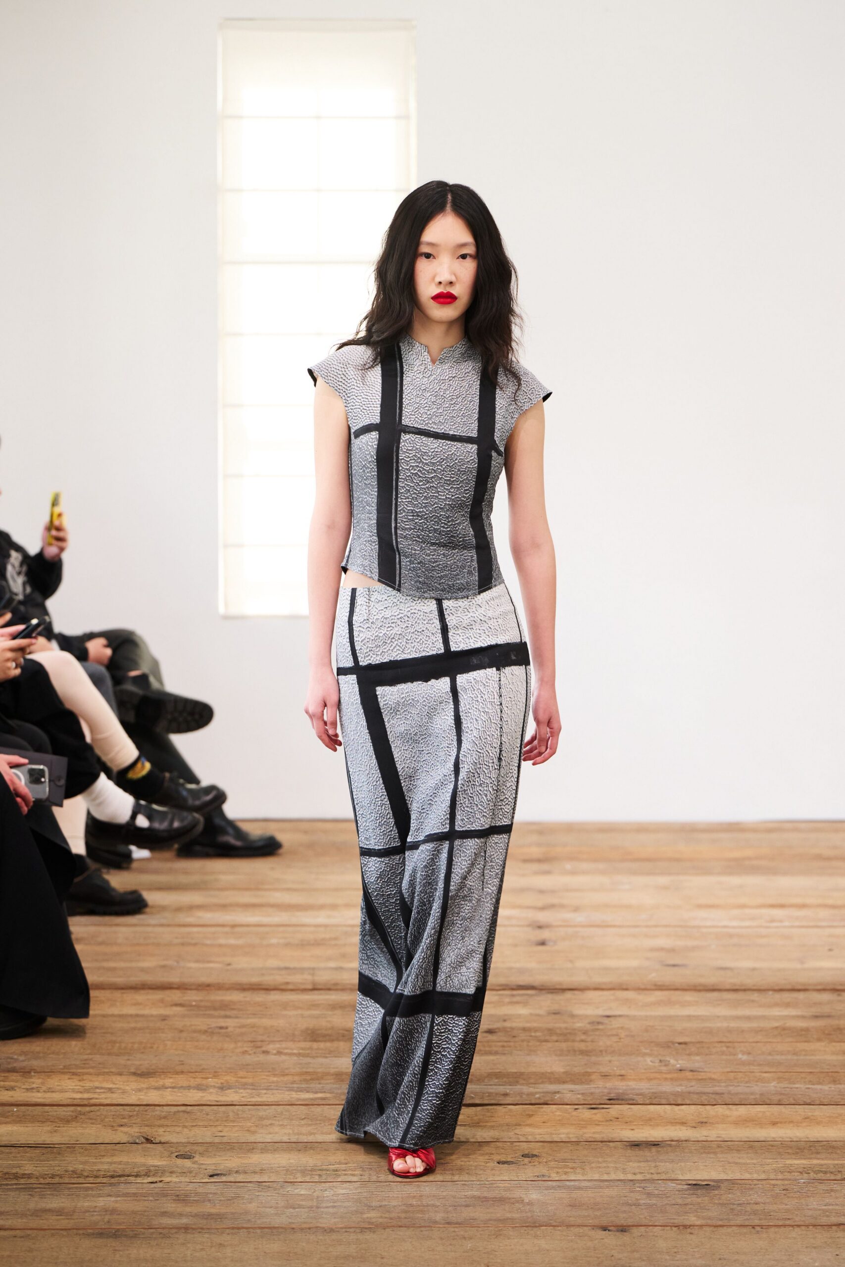 black cotton slit fitted printed maxi skirt