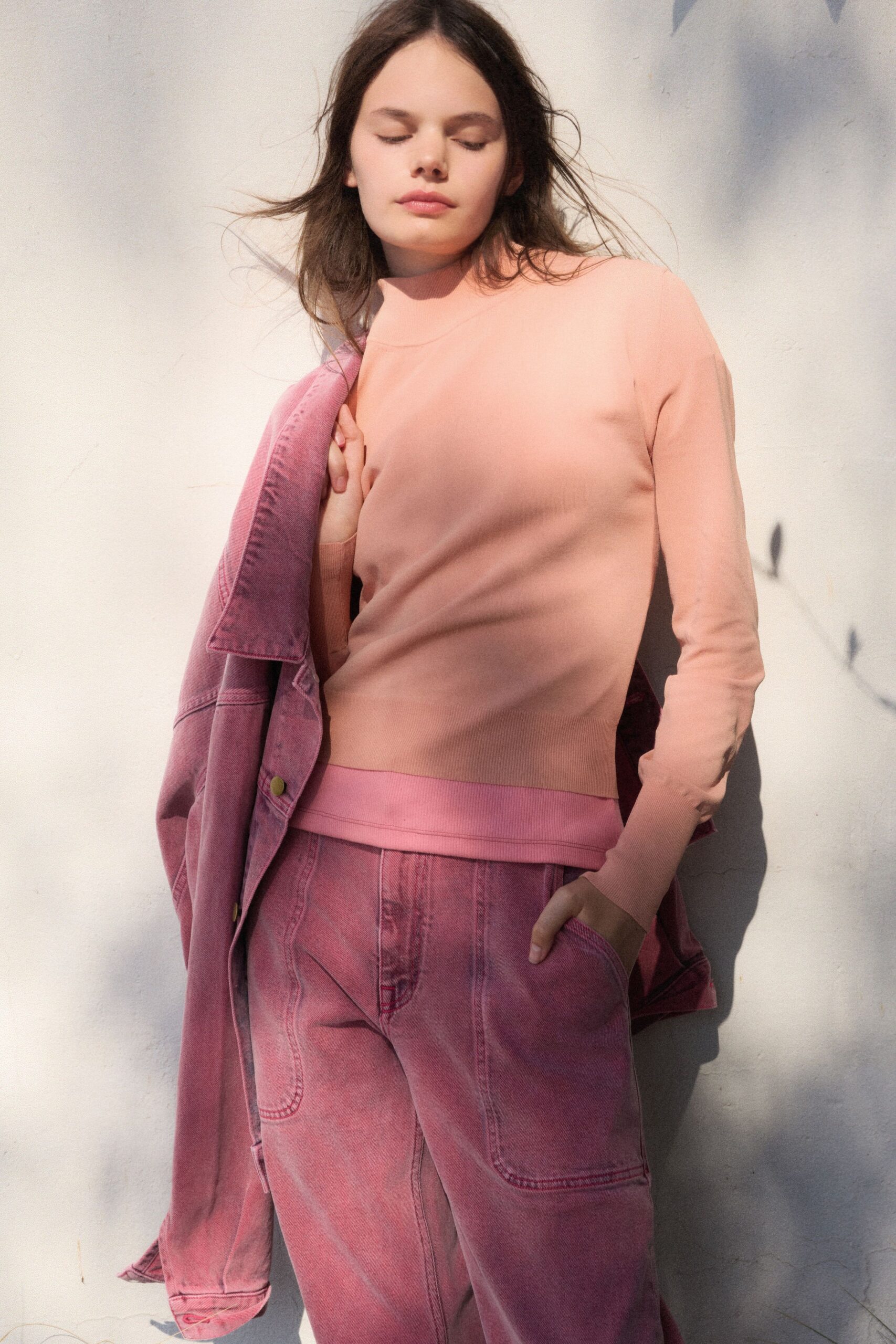 pink denim relaxed pants