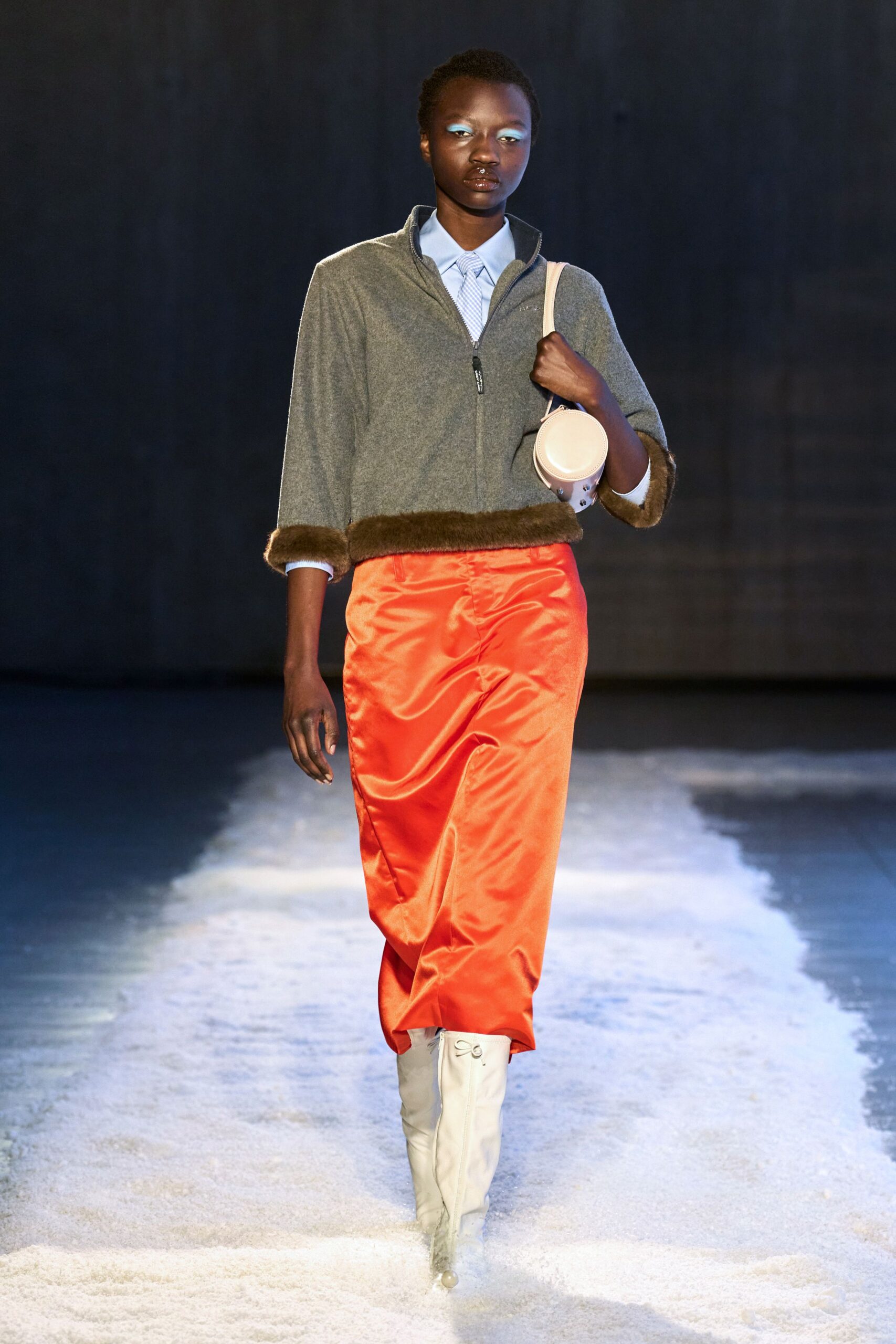 gray wool short-sleeve collared relaxed zippered jacket