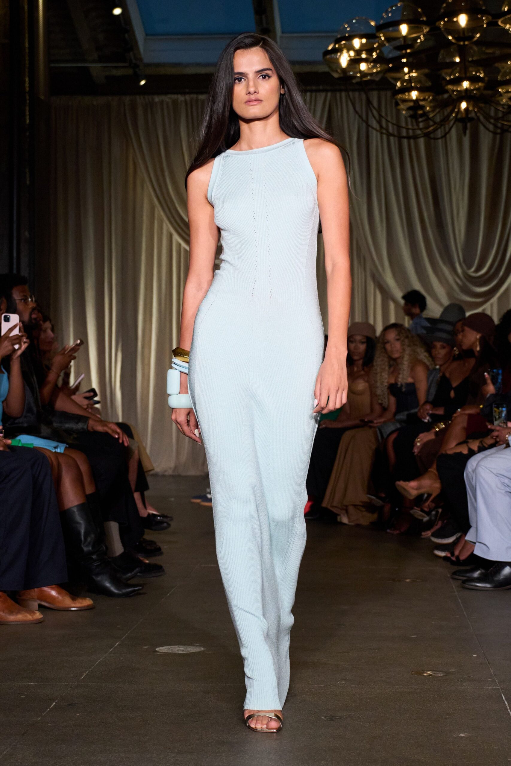 light blue fitted maxi dress