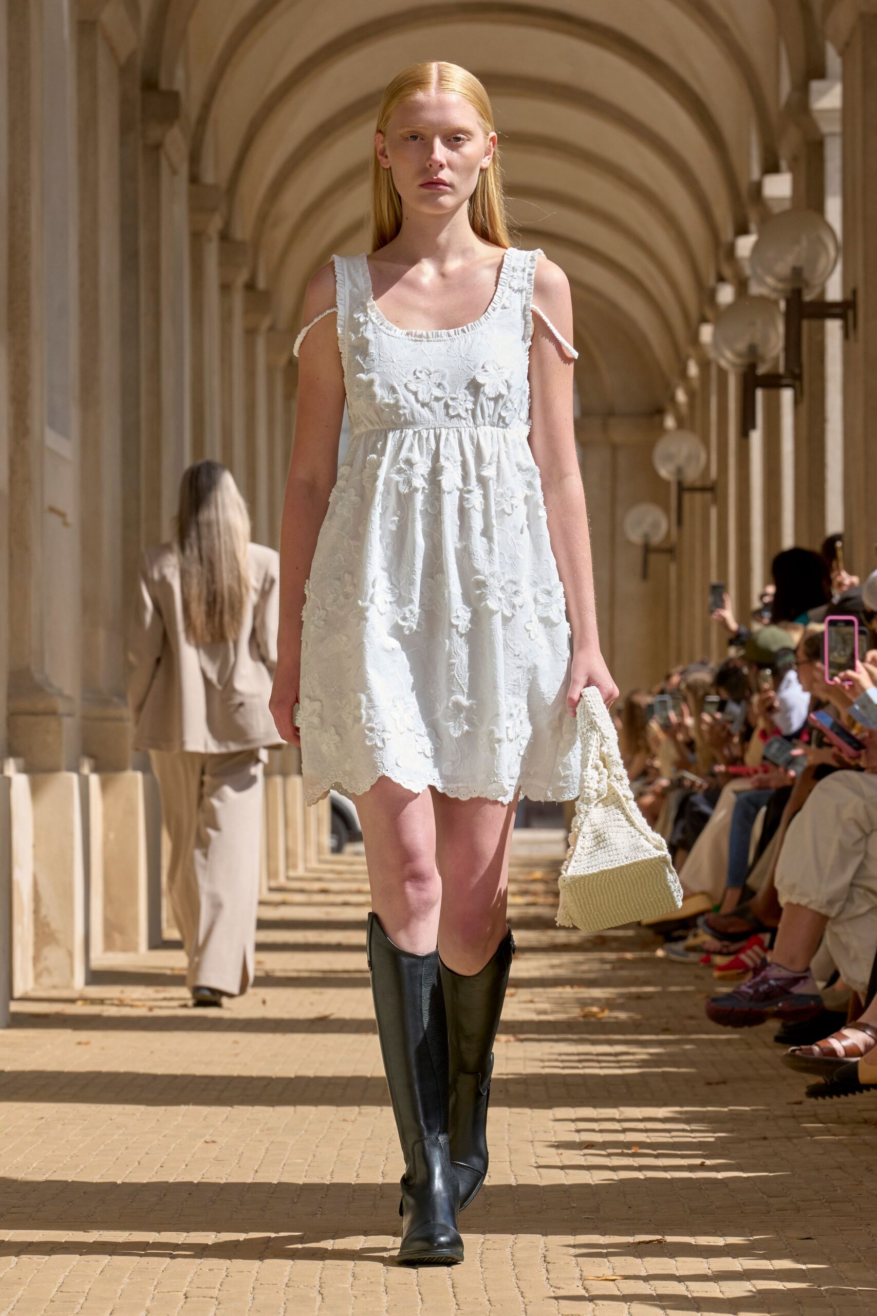 white embroidered mini dress