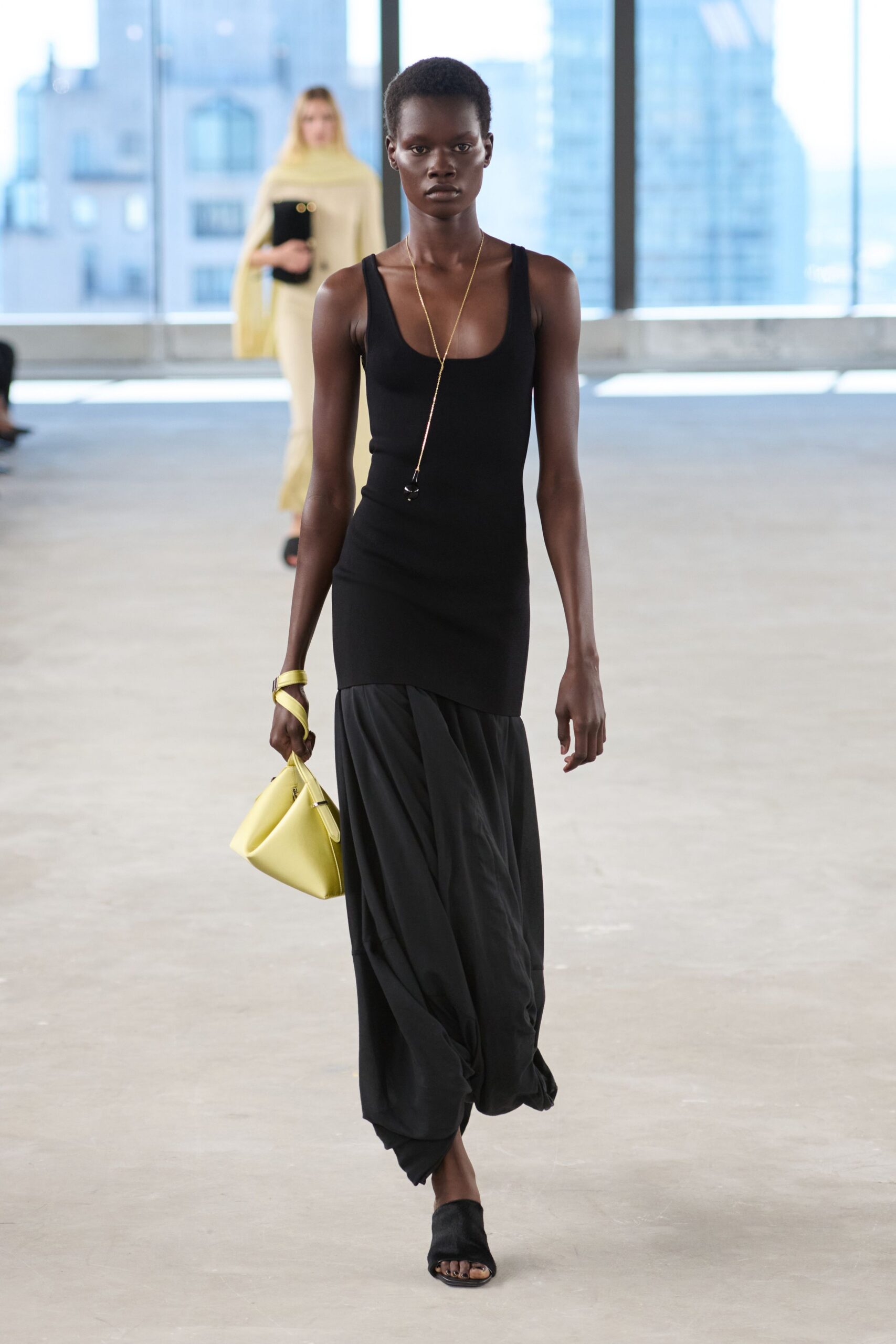 black fitted sleeveless maxi dress