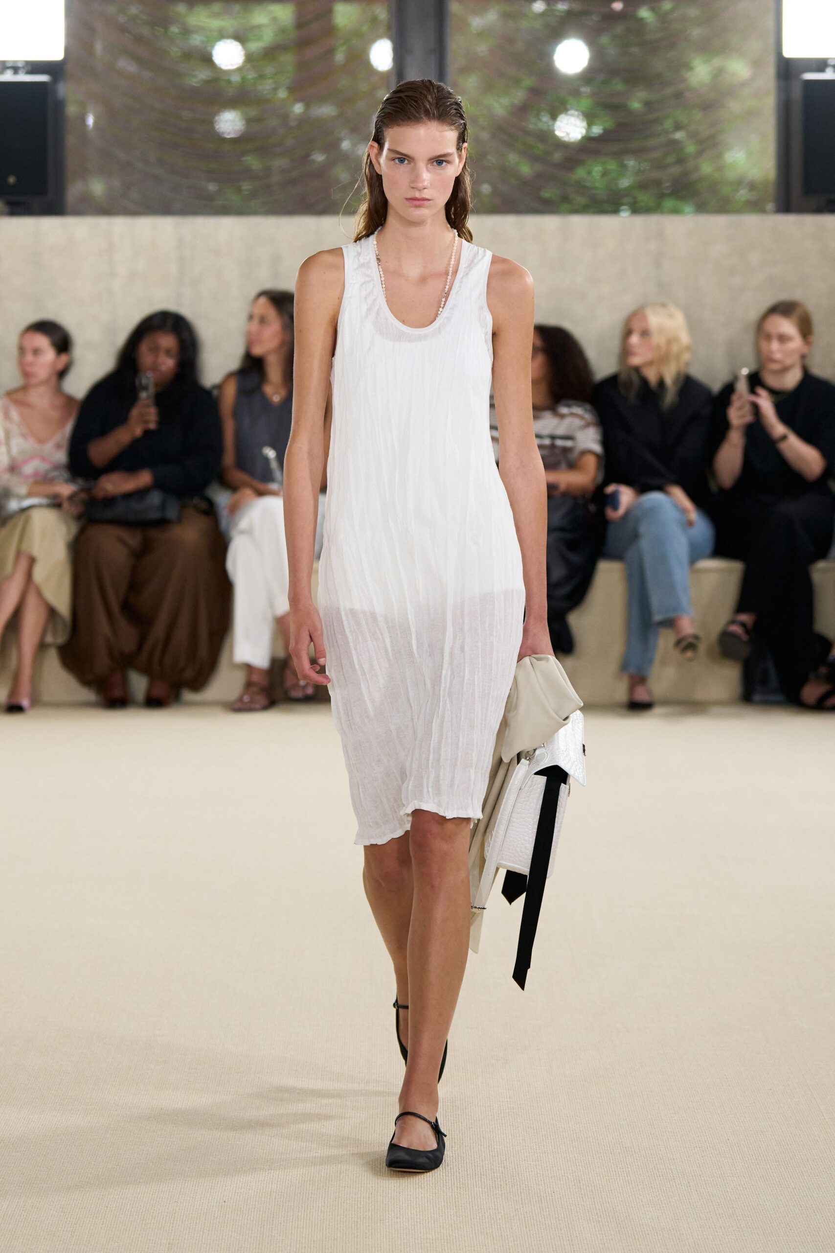 white cotton sleeveless scoop-neck relaxed layered sheer dress