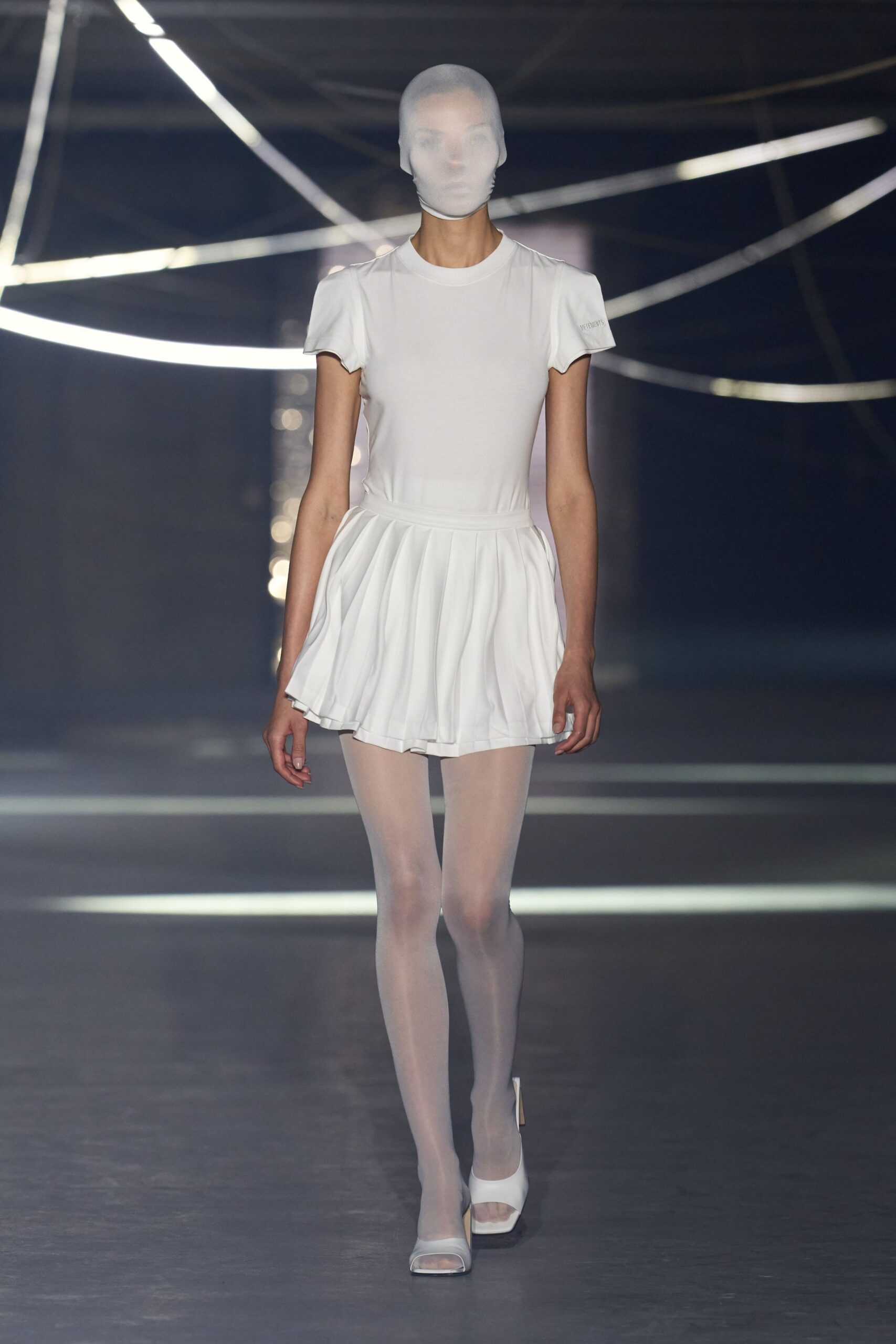 white pleated mini dress