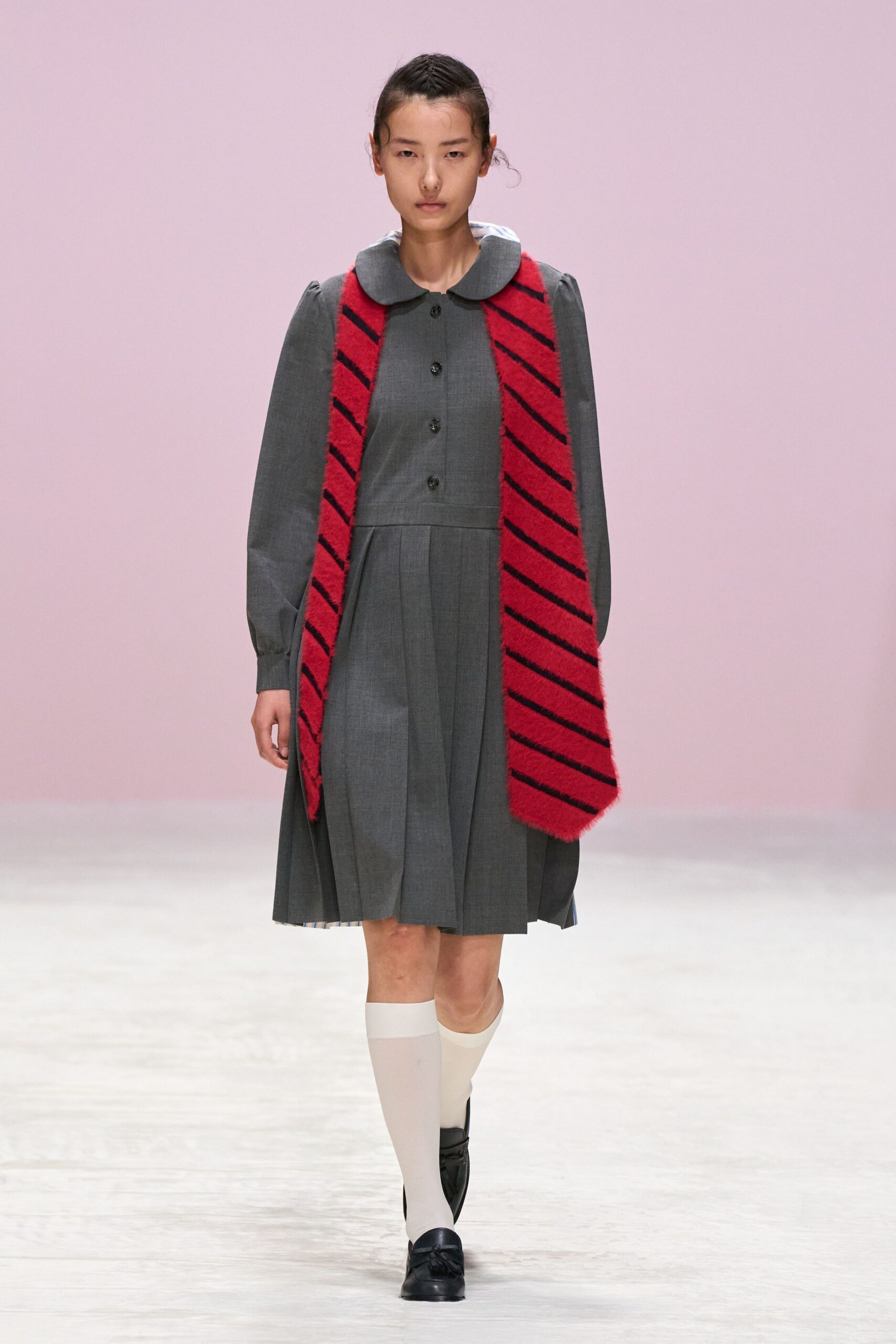 red wool relaxed striped scarf
