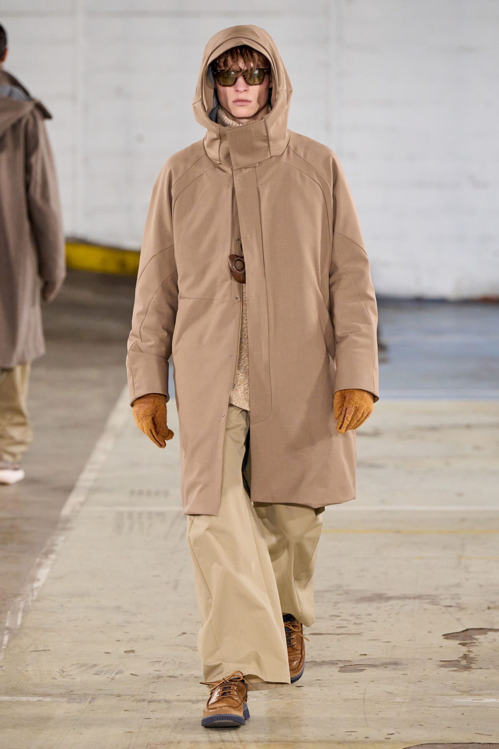 beige wool long-sleeve fitted top