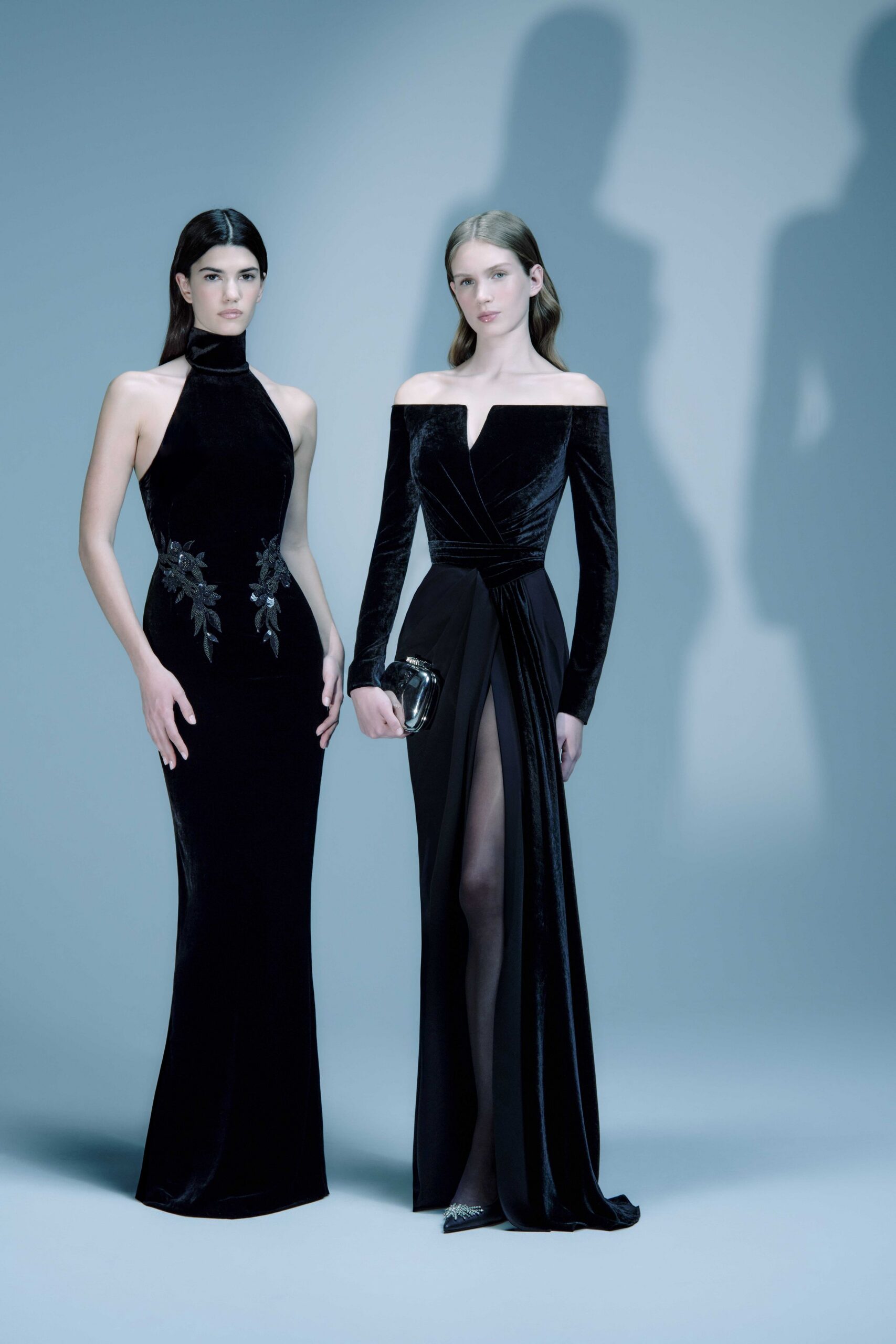 black velvet fitted gowns