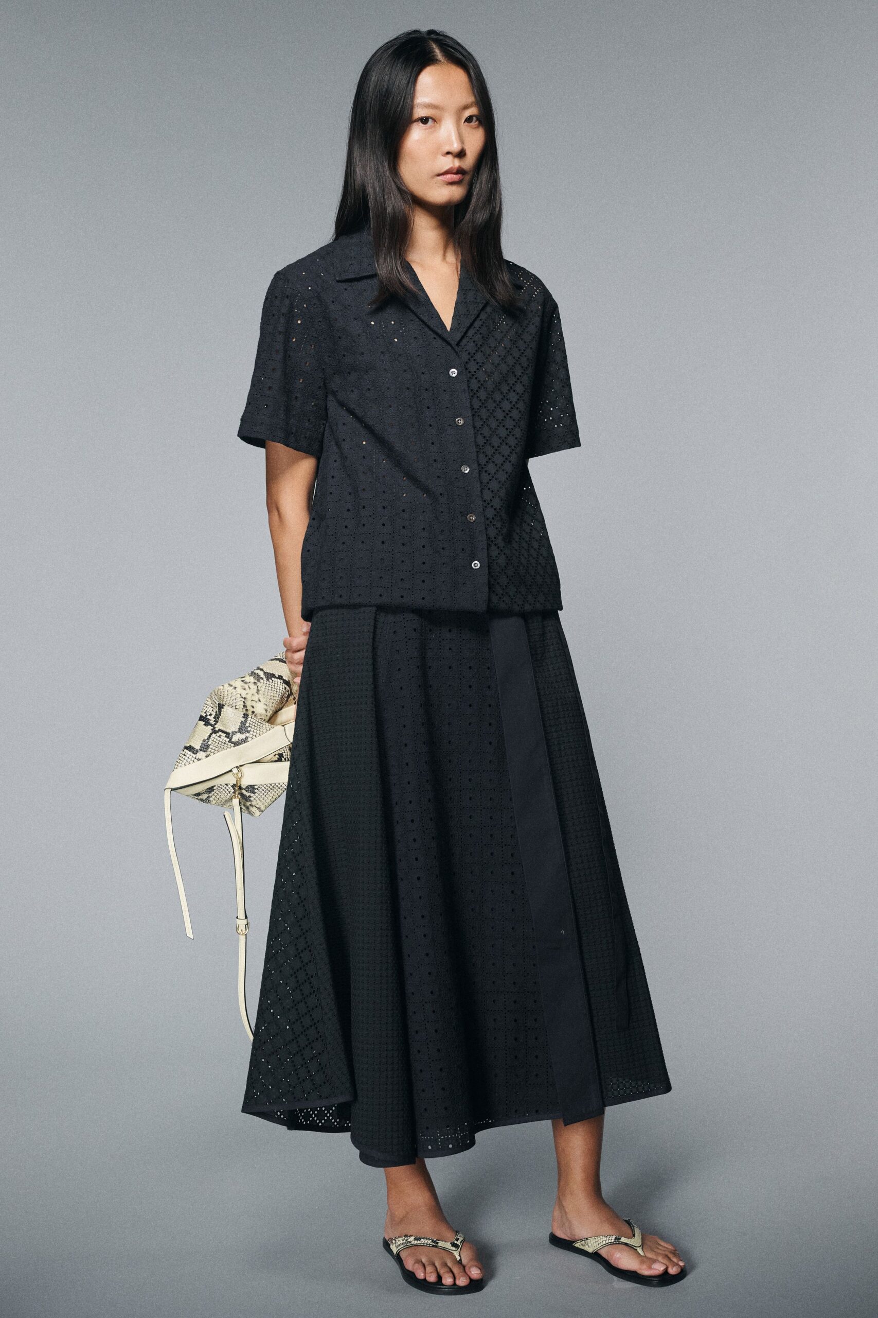 black cotton top and skirt