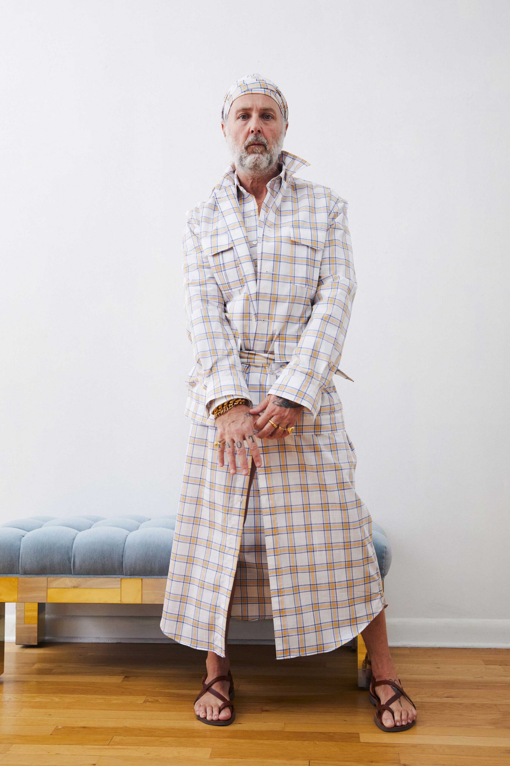 white cotton relaxed checked pants
