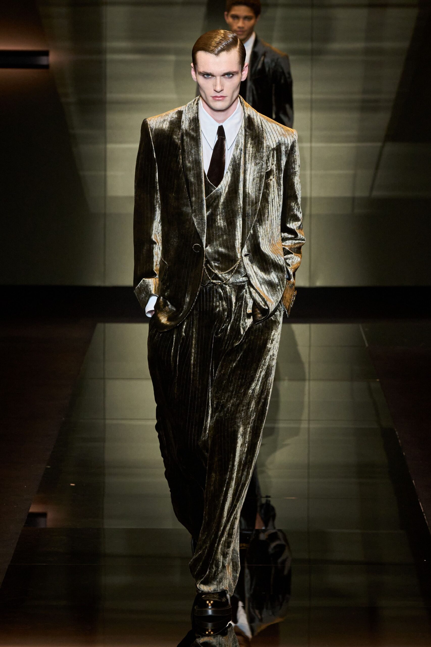 gold velvet tailored suit