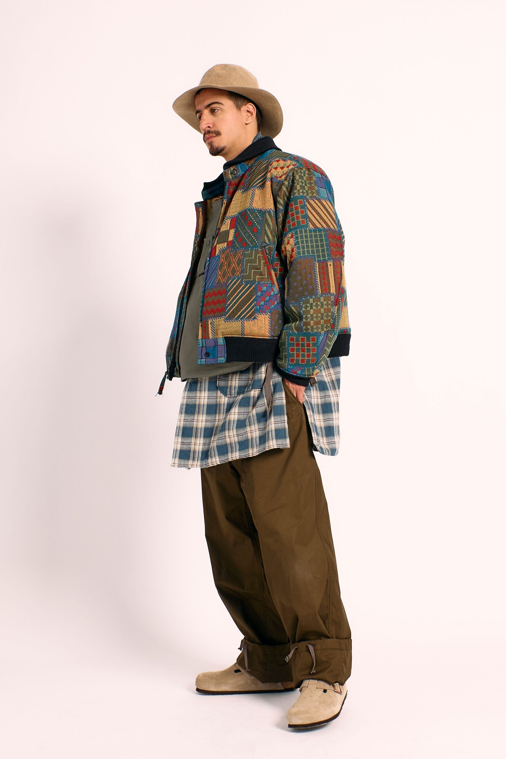 multi cotton relaxed patchwork jacket