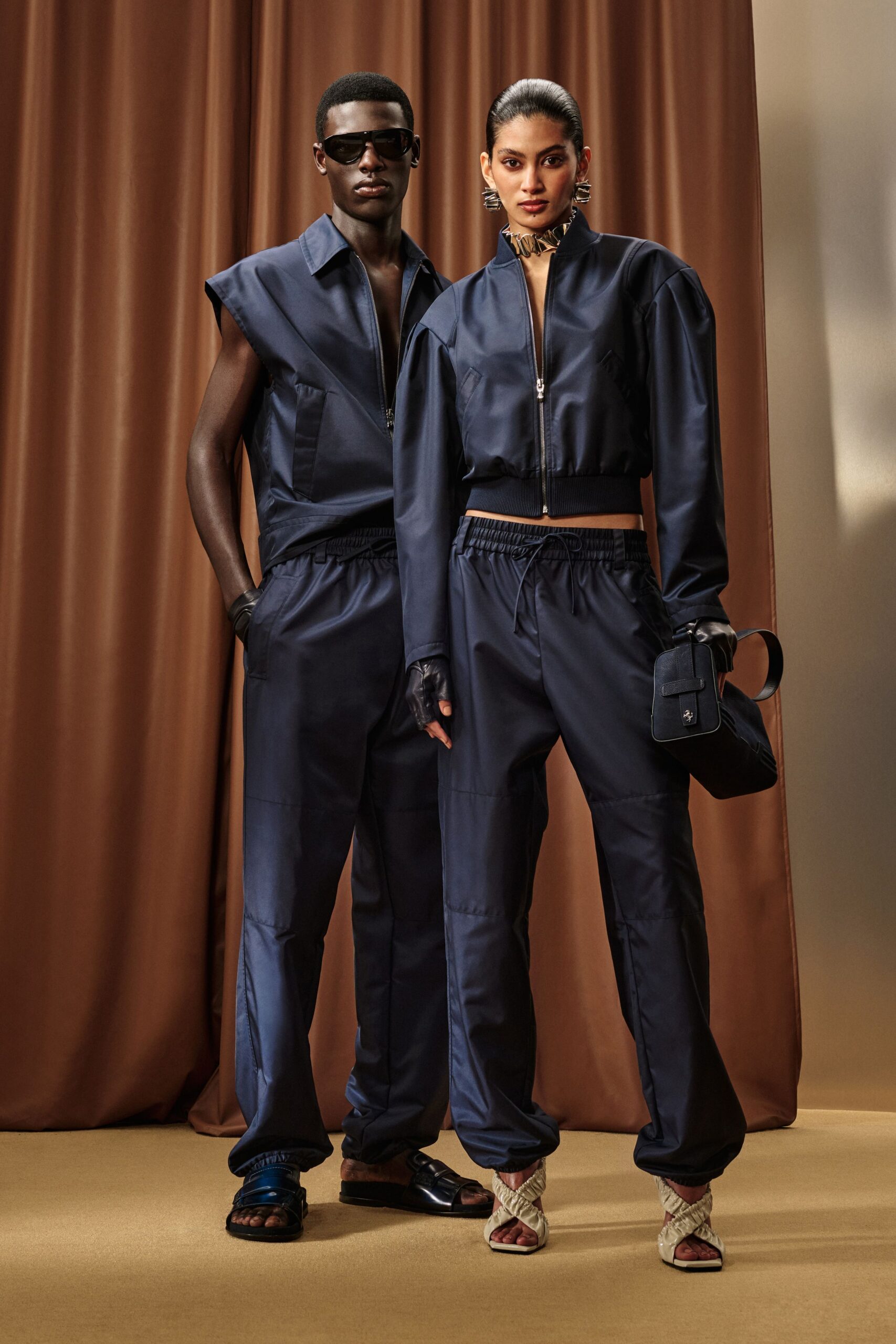 blue satin long-sleeve collared fitted zippered jacket