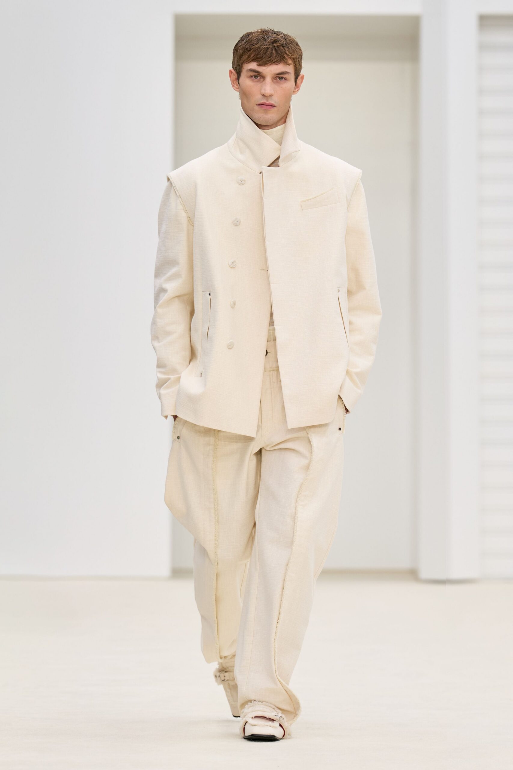 beige relaxed jacket and pants