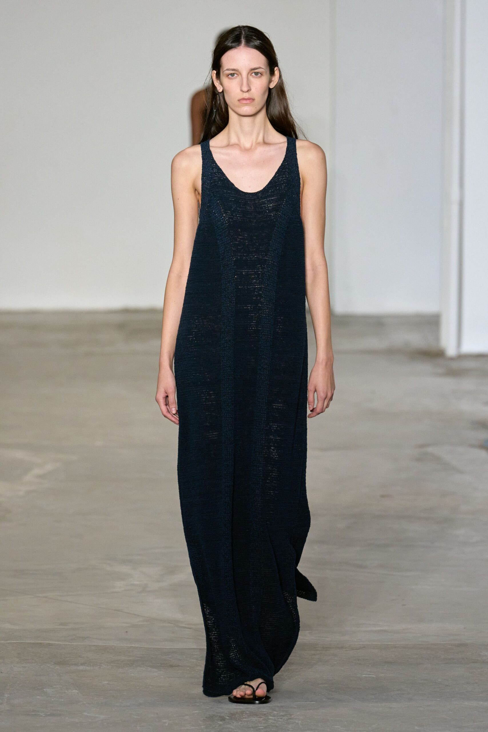 black cotton sleeveless v-neck relaxed flowing maxi dress