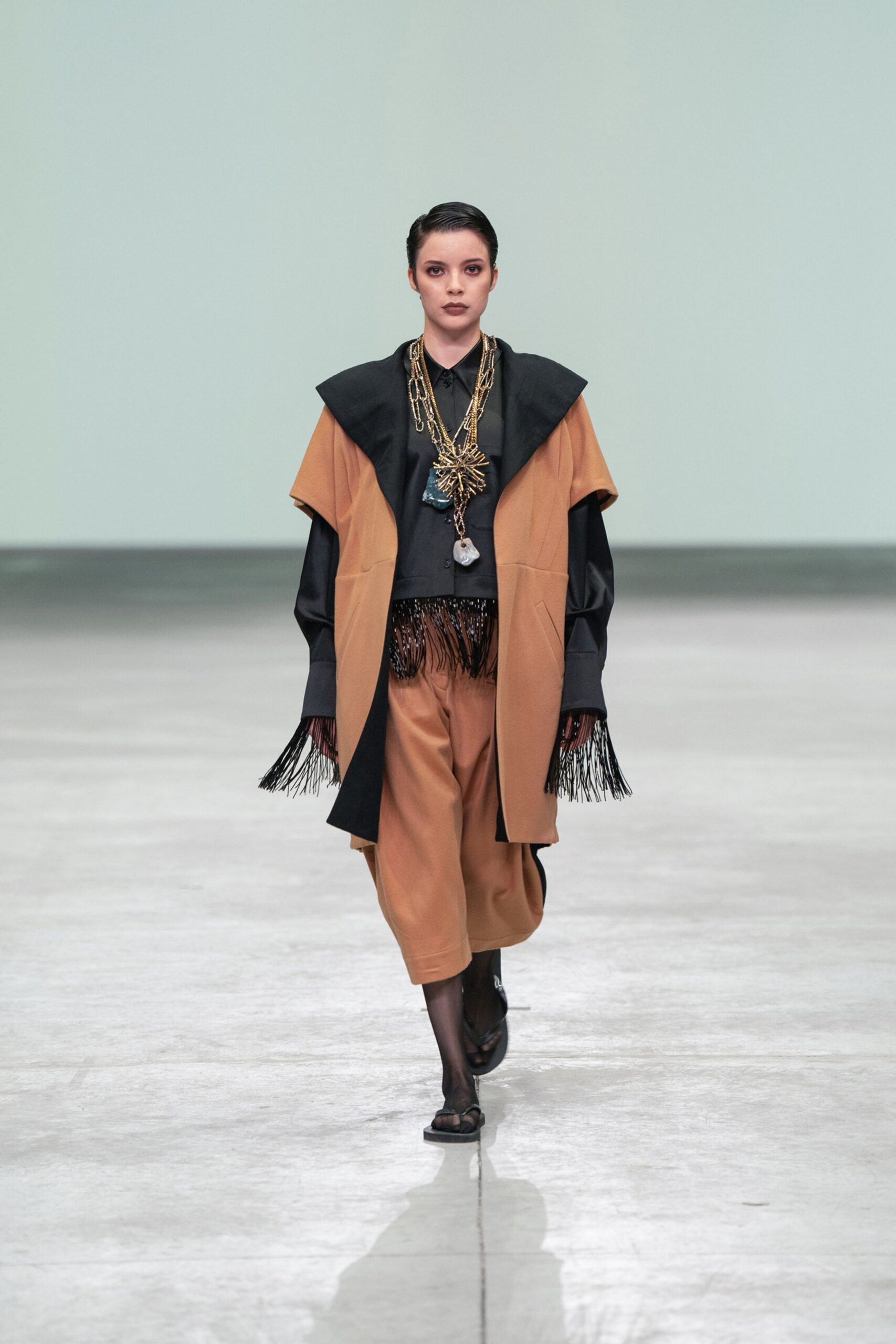relaxed black and brown jacket