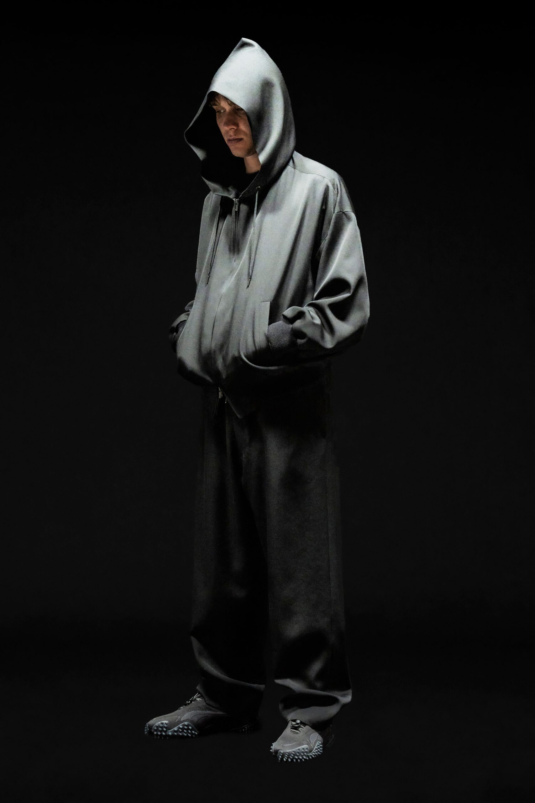 black oversized hoodie and pants
