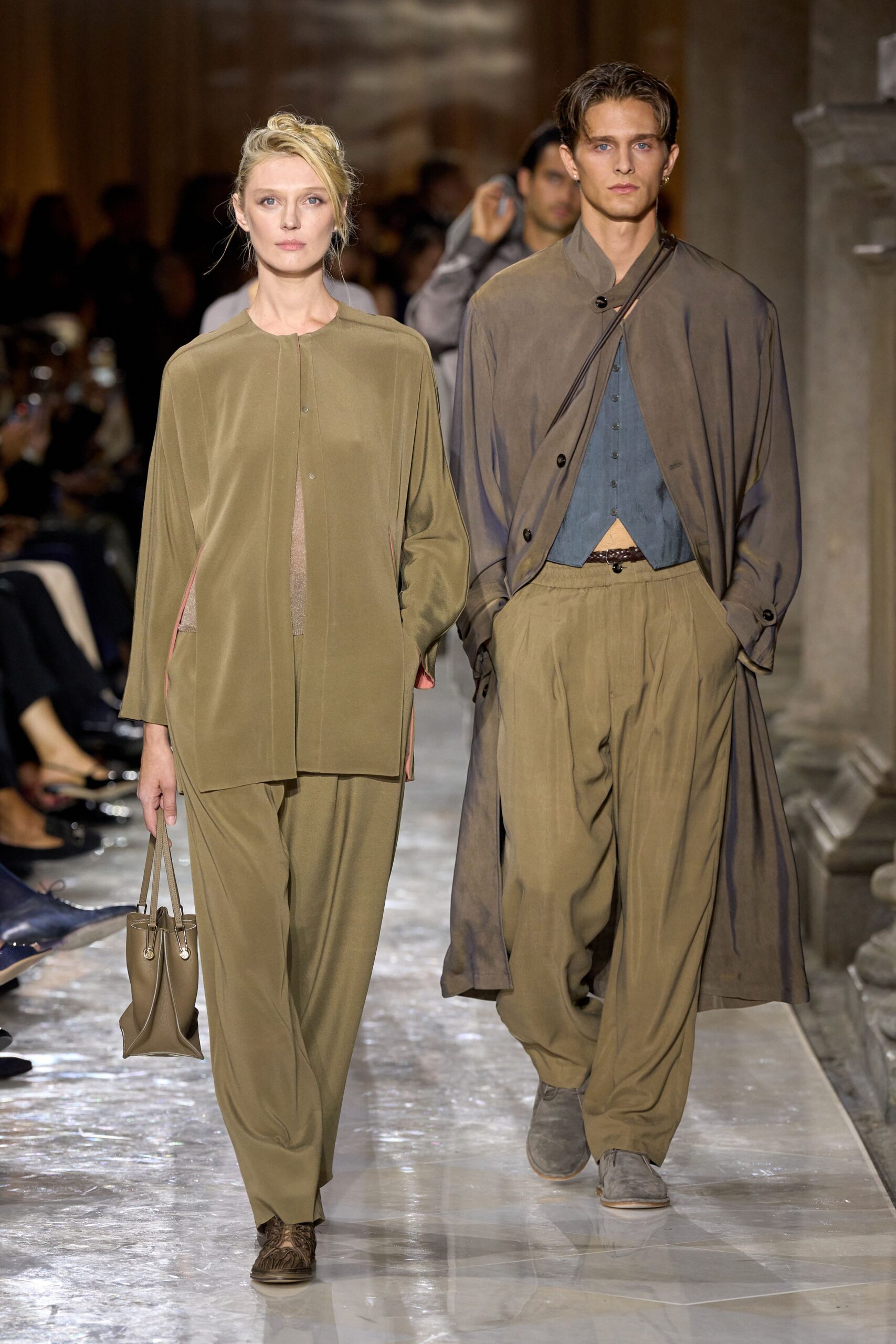 beige silk relaxed outfit