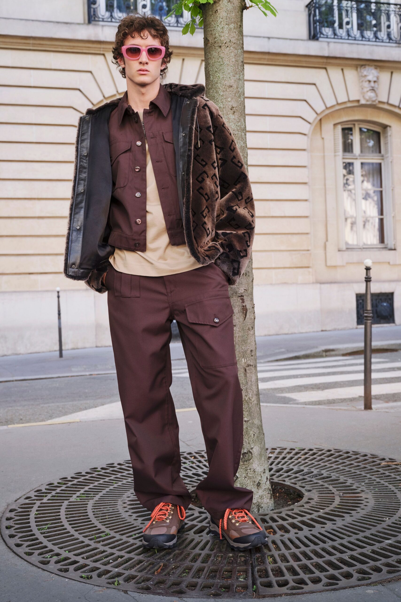 brown cotton relaxed cargo pants