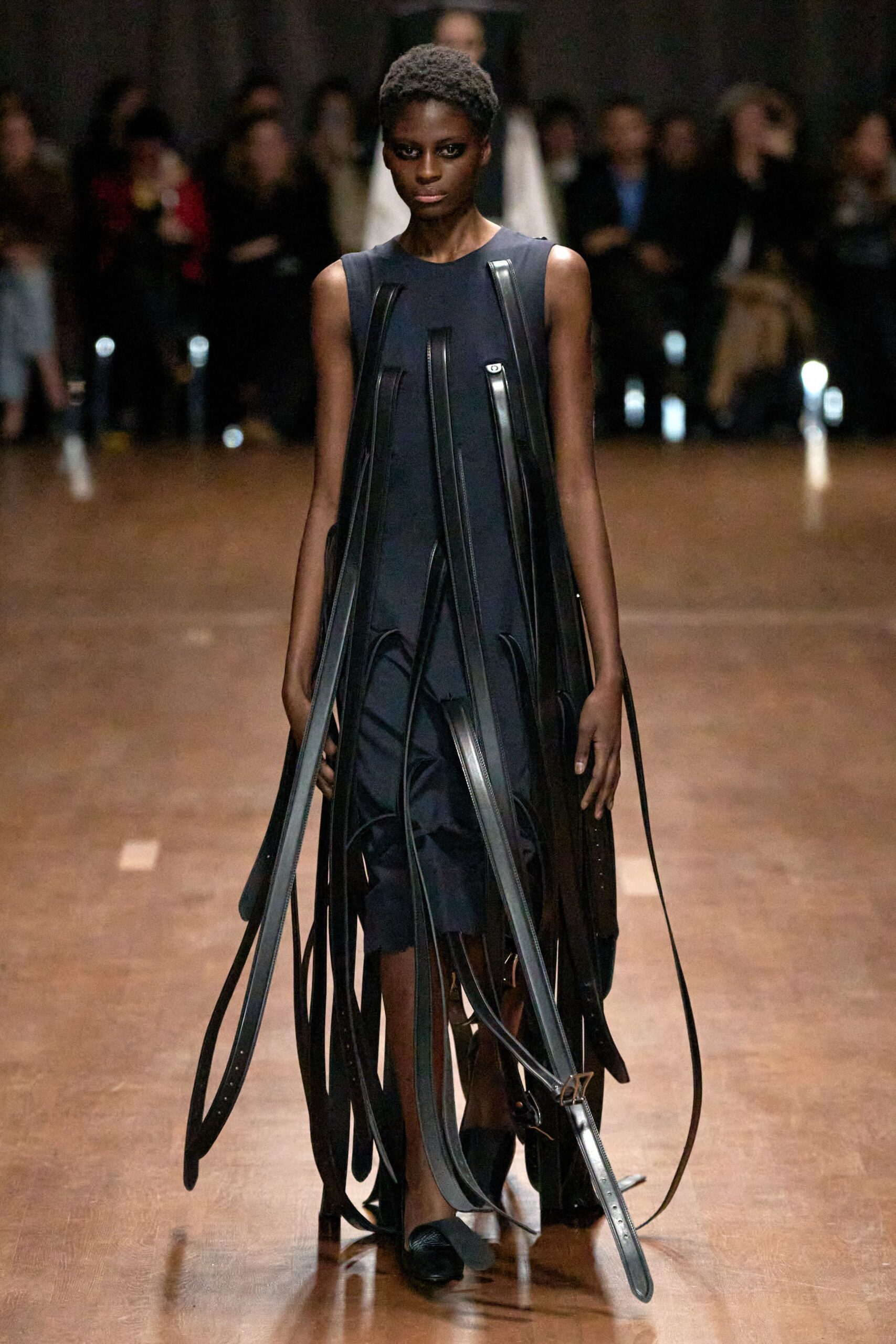 black draped midi dress with shoes