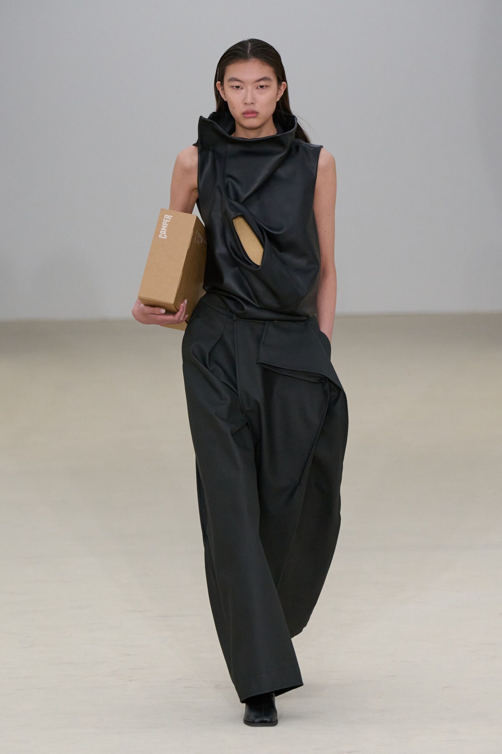 black leather top and pants