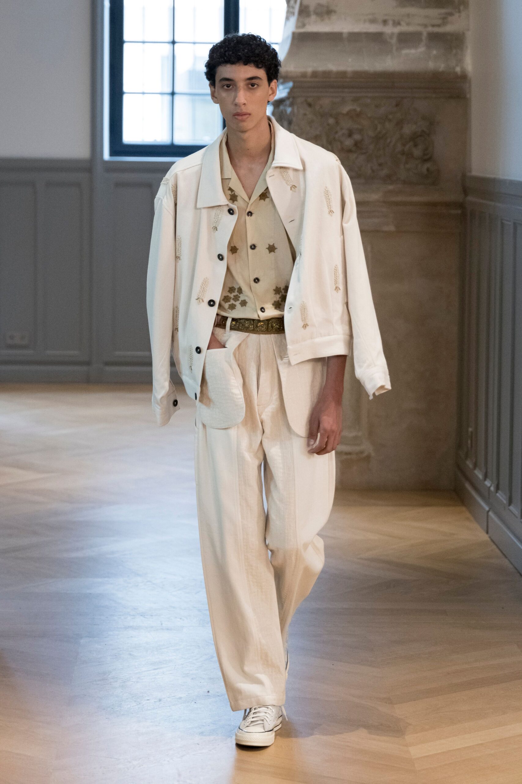 white relaxed jacket and pants