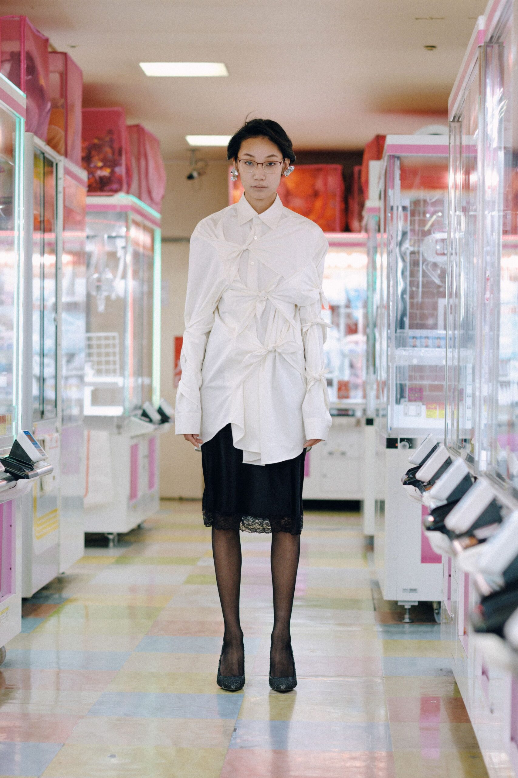 white cotton long-sleeve collared relaxed buttoned draped shirt