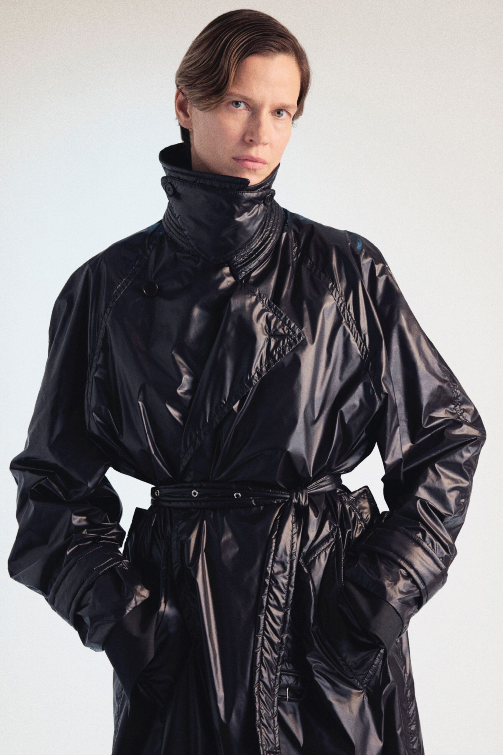 black vinyl relaxed coat