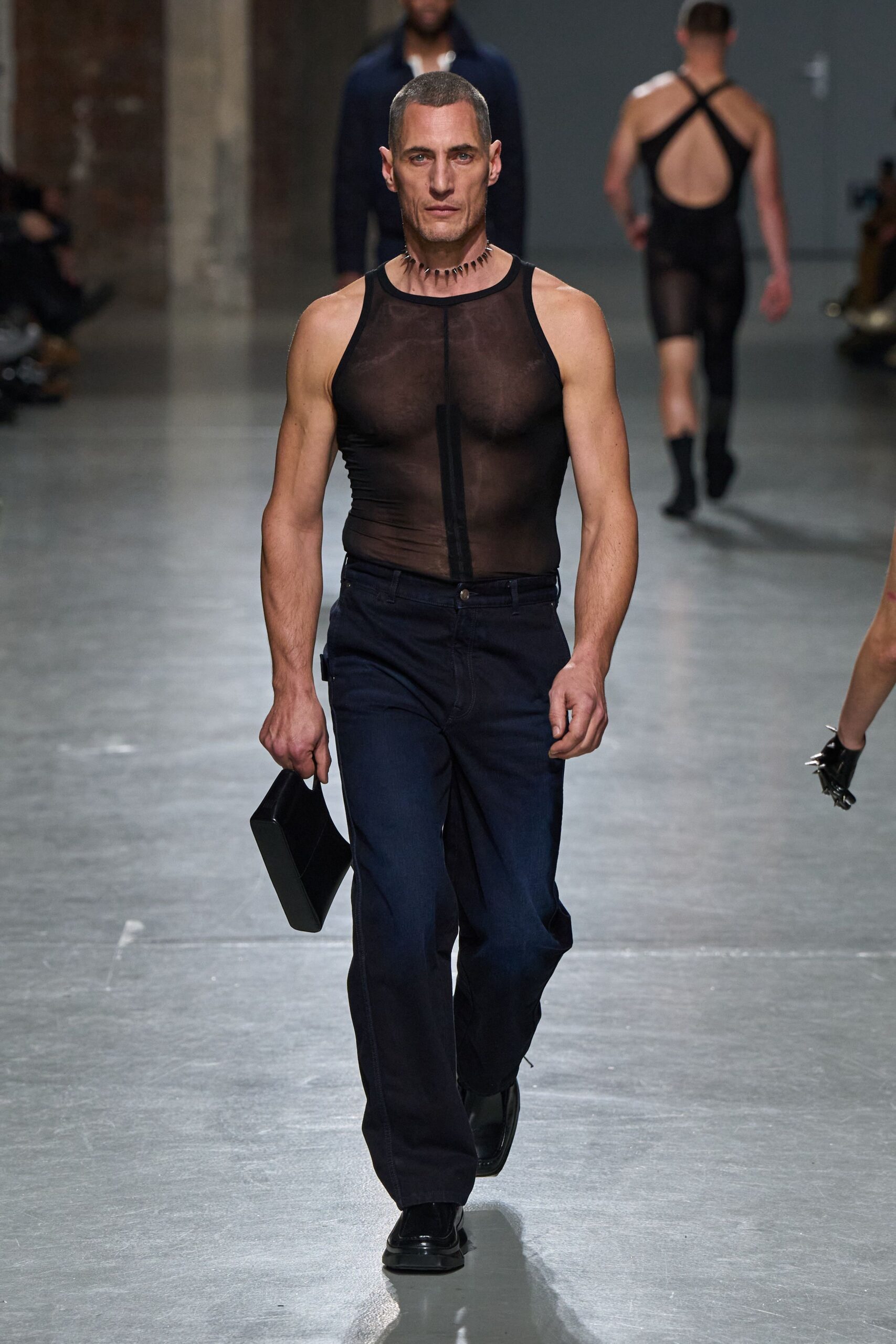 black mesh sleeveless v-neck fitted sheer top