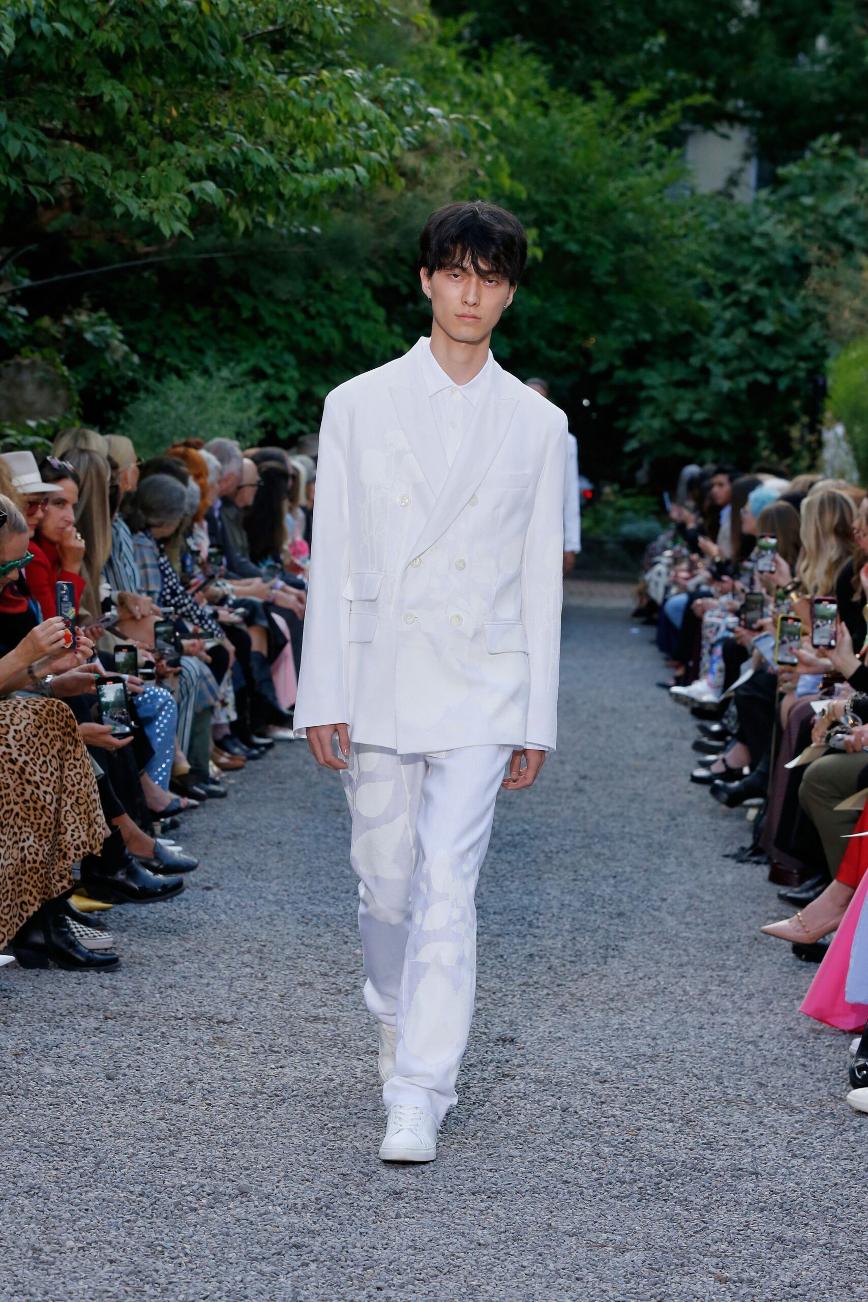 white cotton slim straight-leg pants