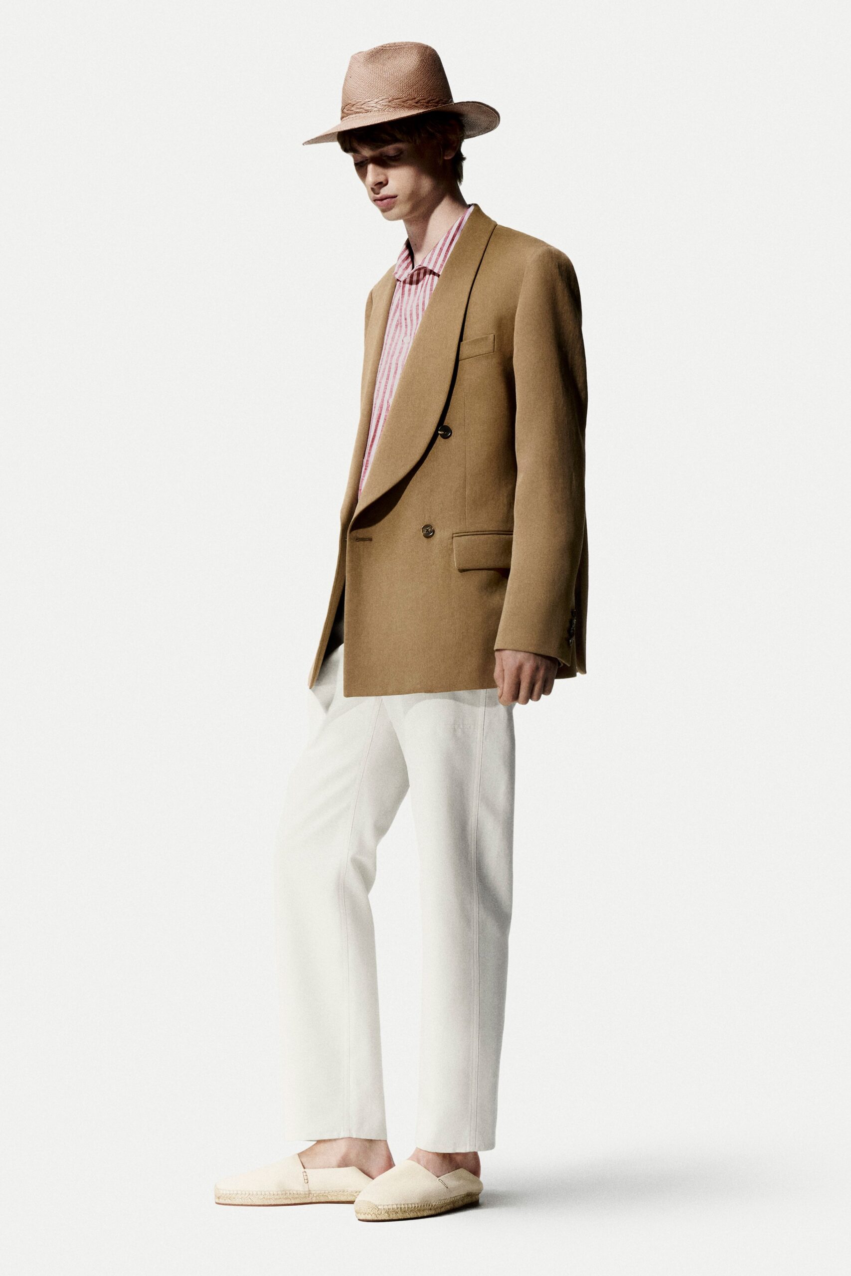 brown cotton long-sleeve collared tailored buttoned blazer