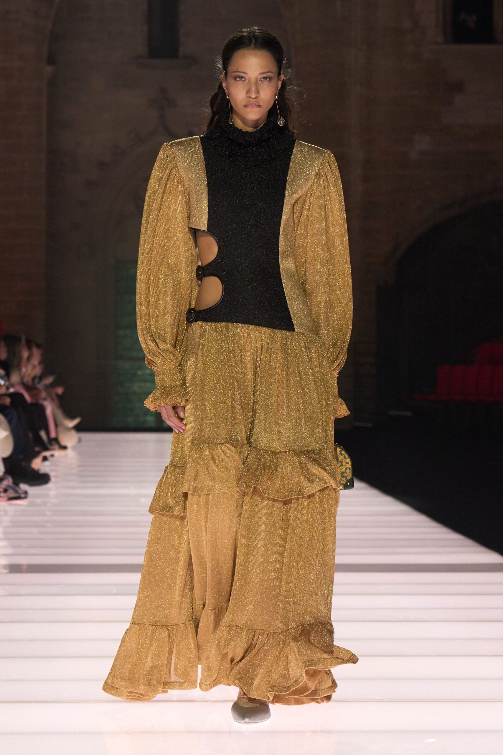 gold silk relaxed midi dress