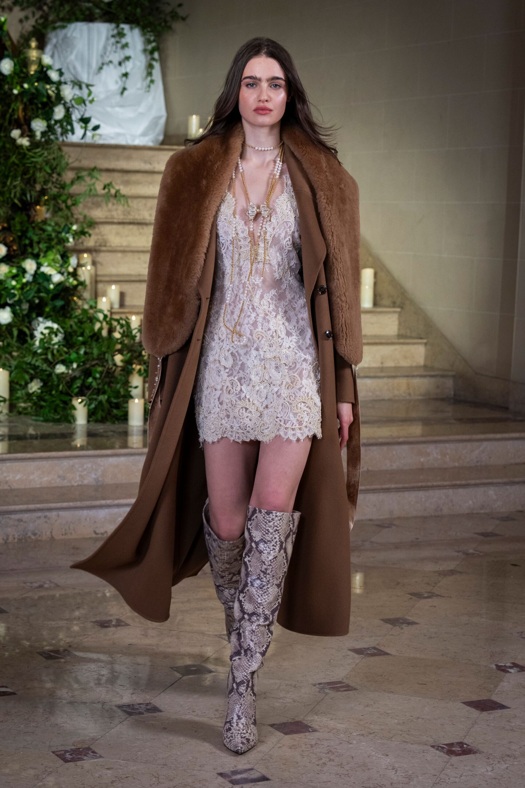gray leather fitted animal-print boots