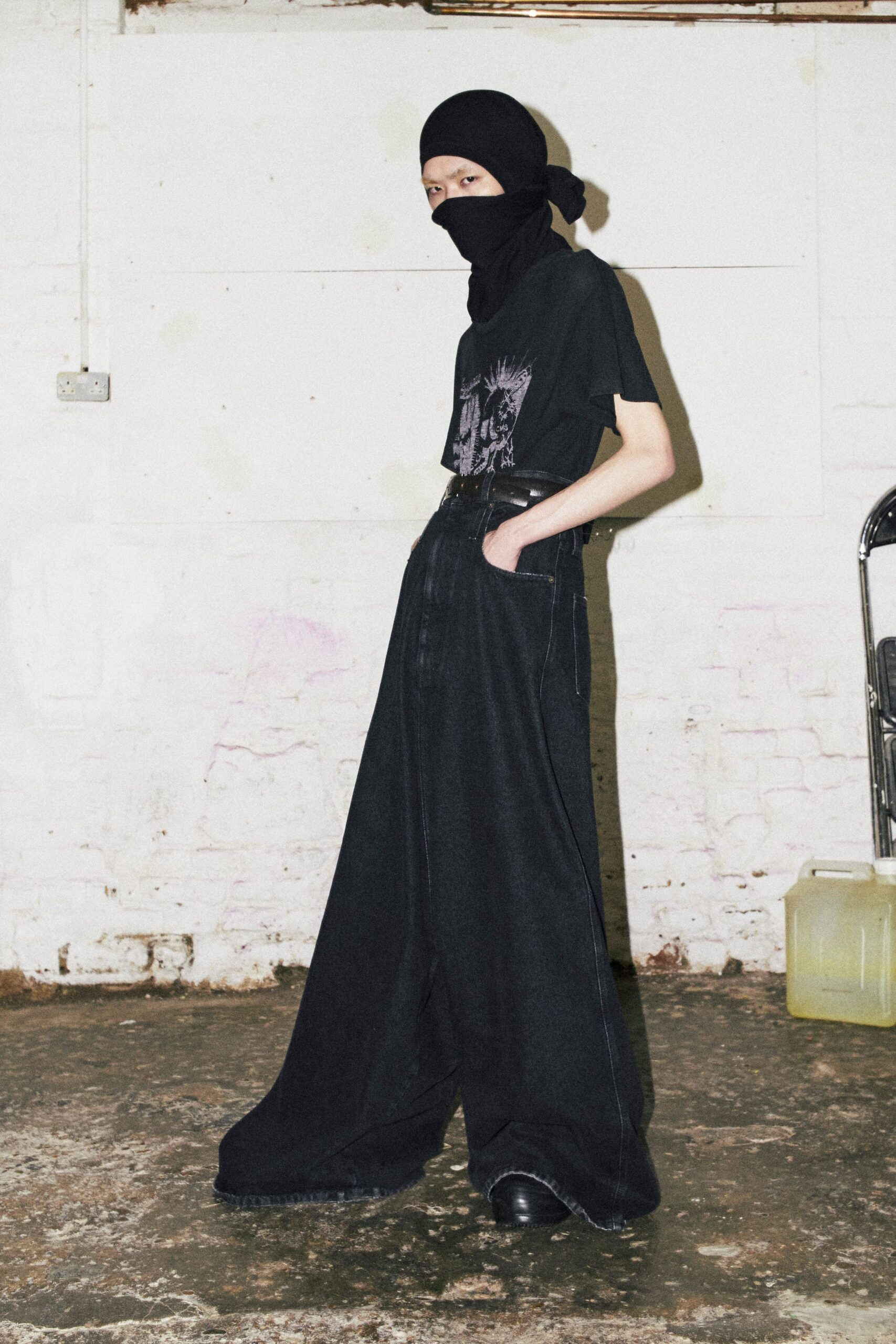 black relaxed top with wide-leg pants