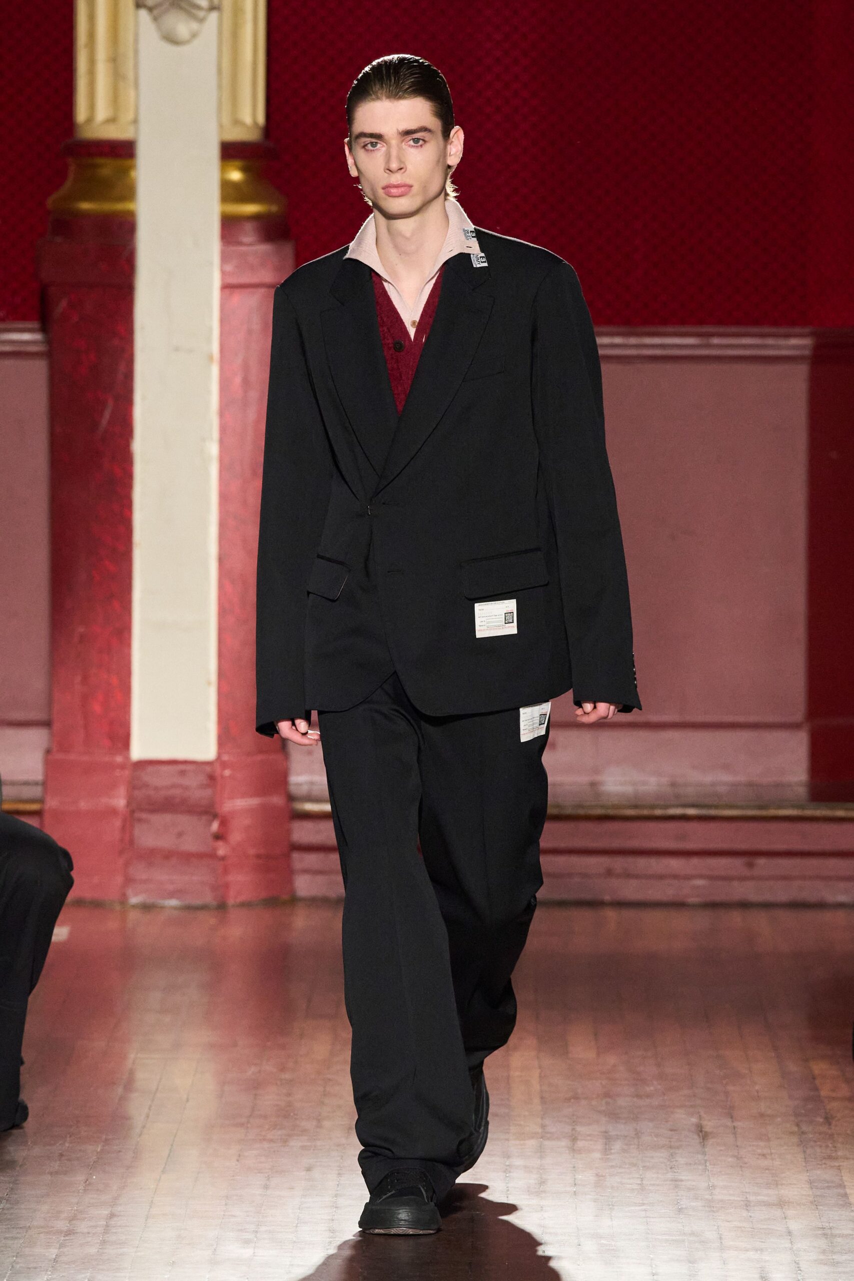 black blazer with red sweater